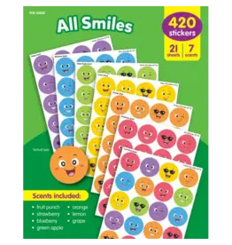 SCENTED STICKER ALL SMILE ASSORTED 21 SHEETS 420 STICKERS