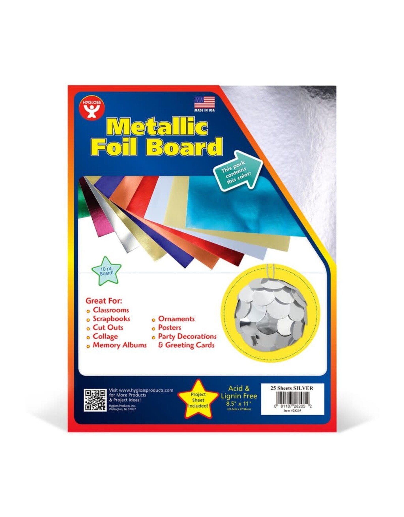 HYGLOSS Metallic Foil Board 8.5"x11" 25 Pack