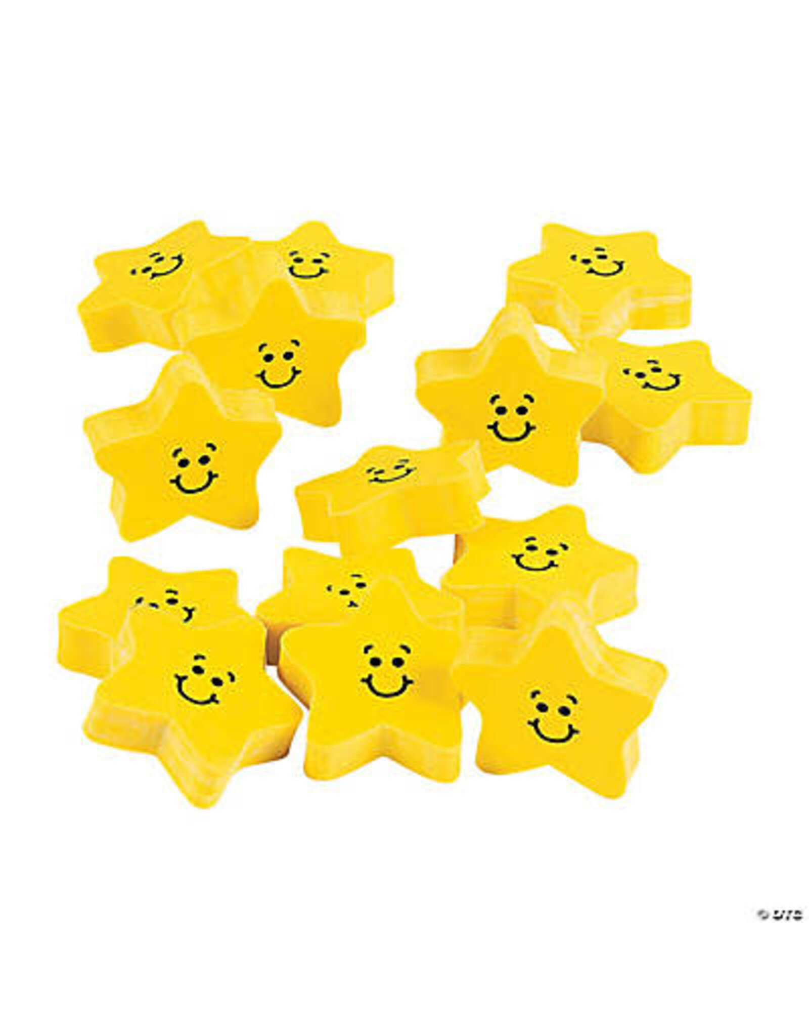 ERASERS - SMILE STAR SHAPE 1.5"  -  24 PACK