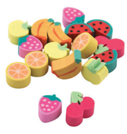 ERASERS: FRUIT ASSORTED Pckg/25pcs