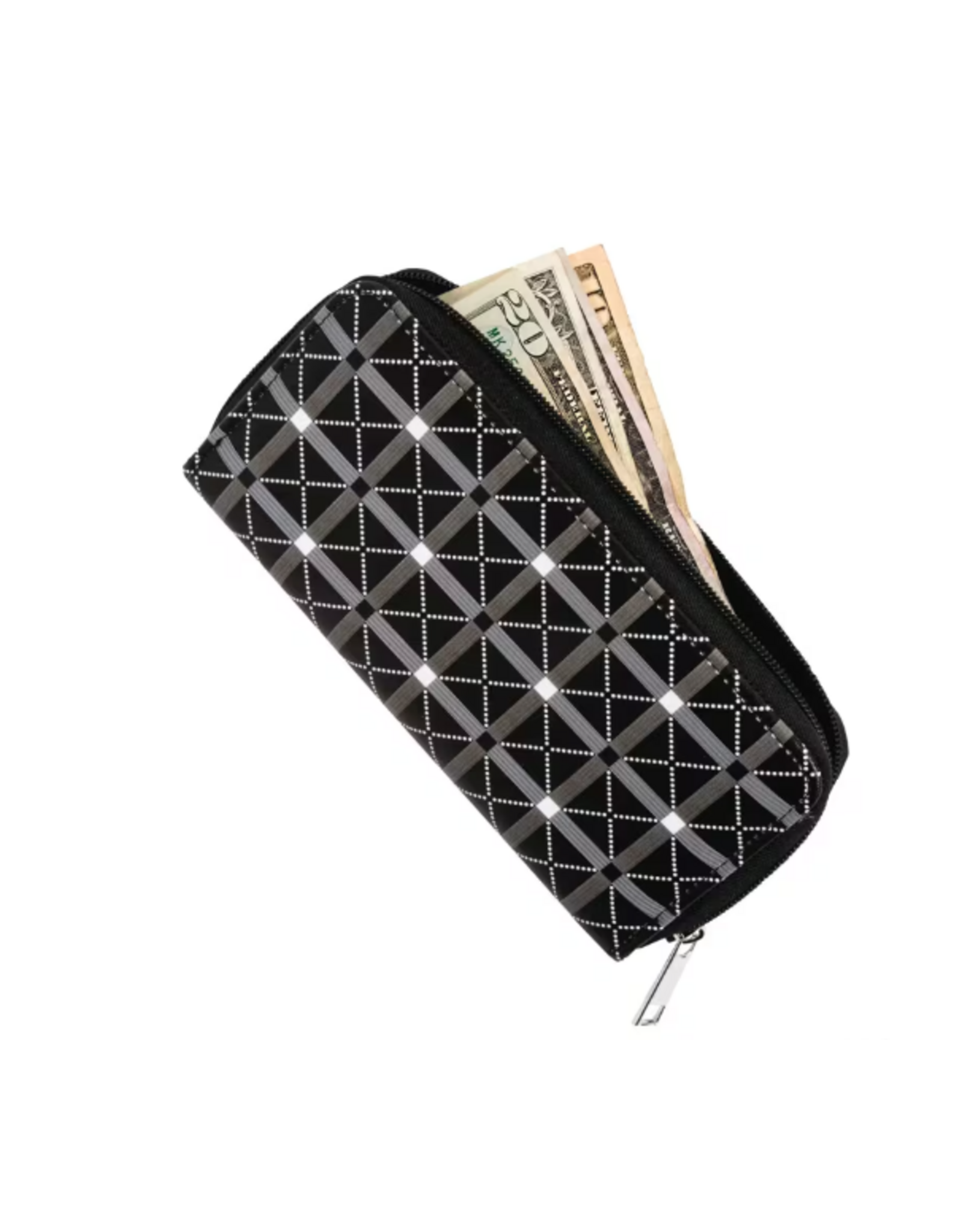 Black & White Zippered Wallet  3 3/4" x 7 1/2"