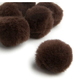 POM POMS: 2" BROWN 8 PACK