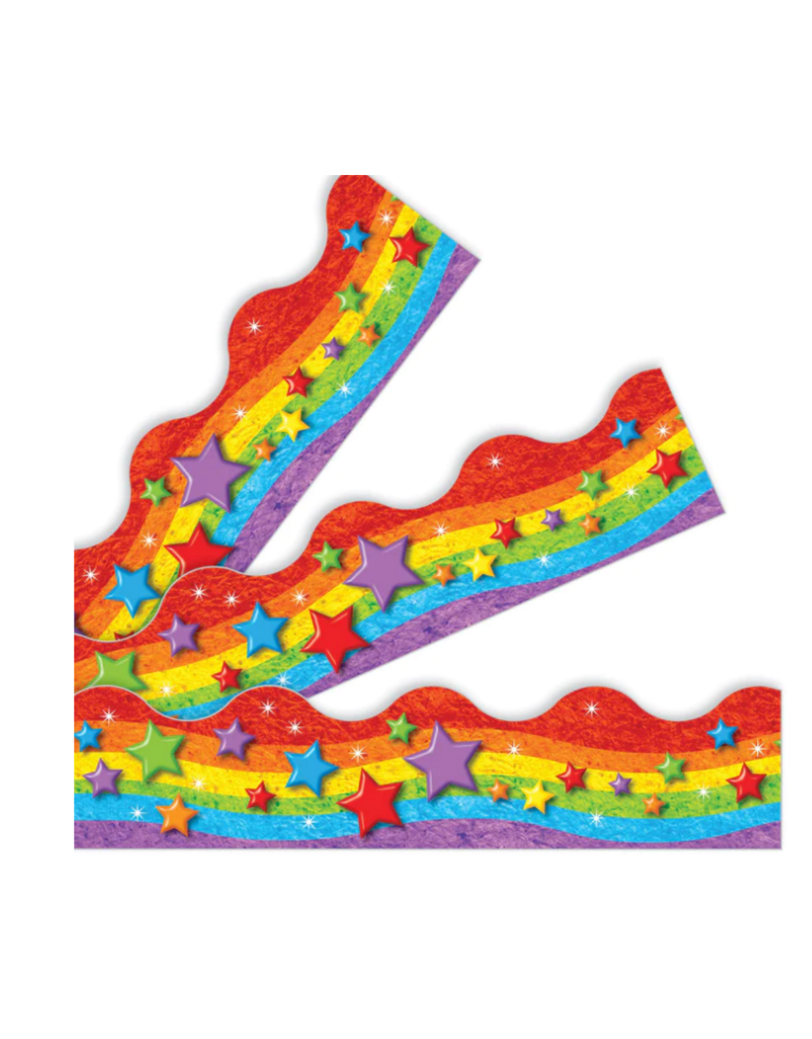 Trend Enterprises SCALLOPED  BORDERS 2¼"X39', RAINBOW AND STARS
