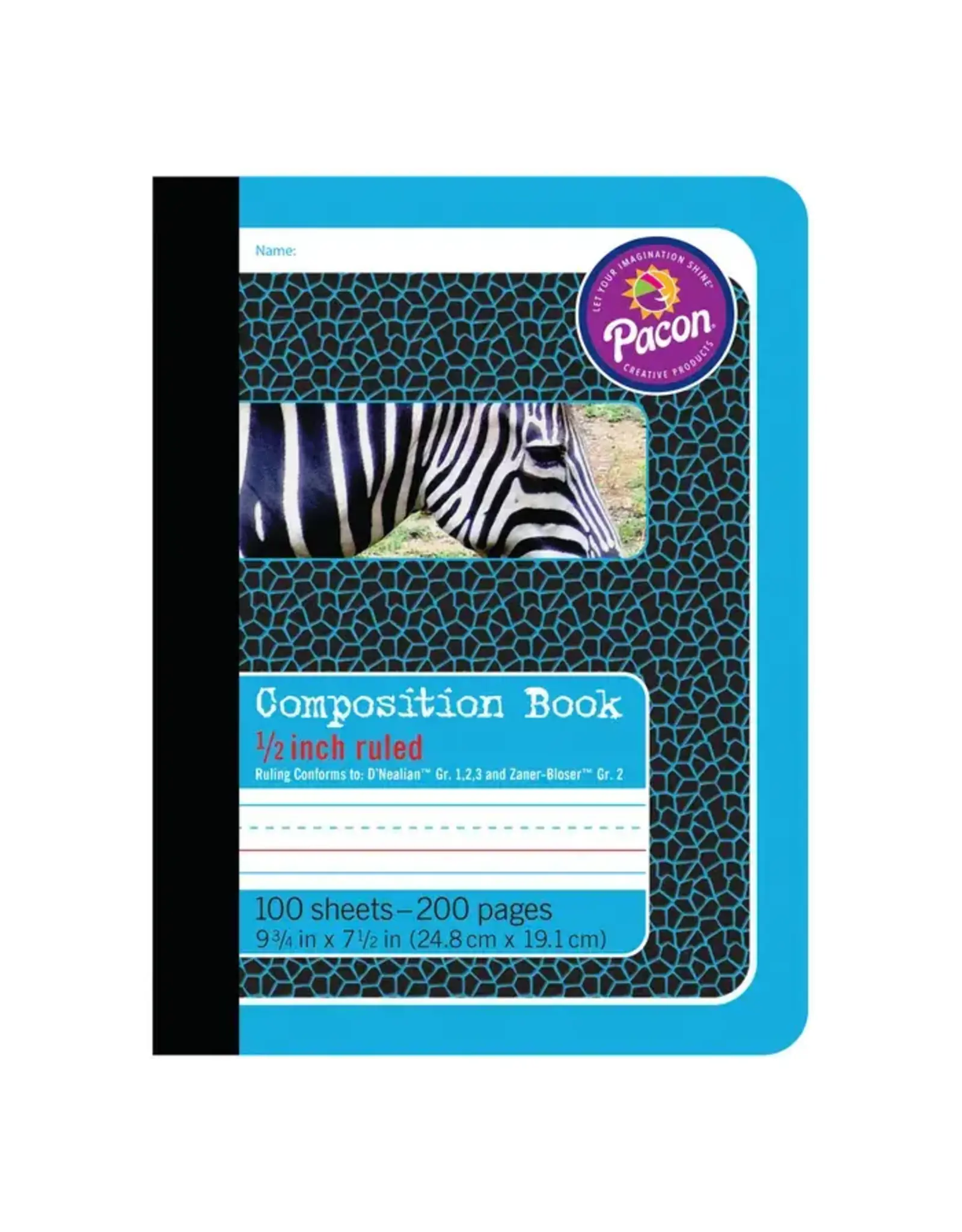 Gr. 2 Composition Book, 9-3/4 x 7-1/2 Inches, Hard Cover, Blue, 100 Sheets