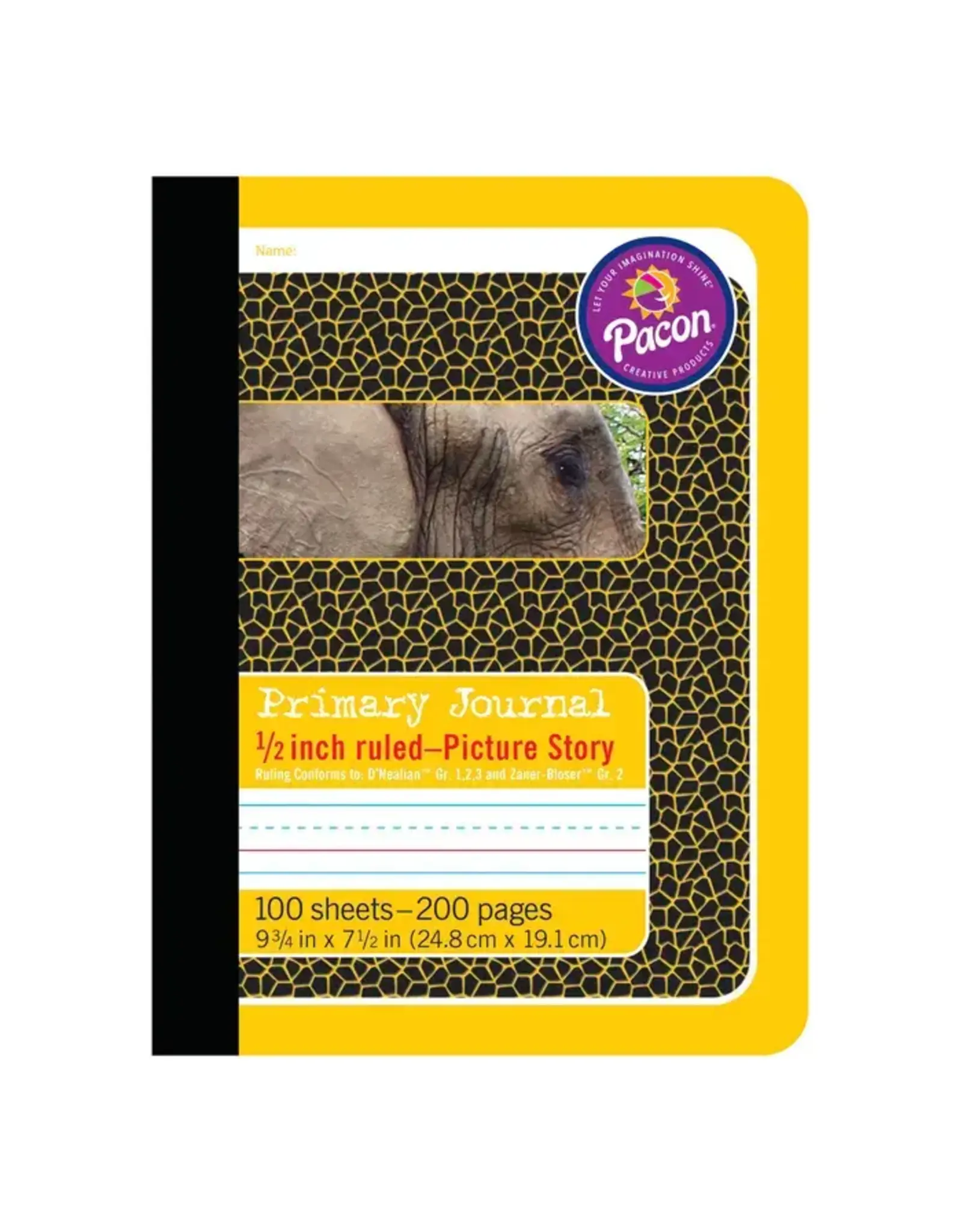 Picture Story Composition Book, 9-3/4 x 7-1/2 Inches, 1/2 Inch Ruled, Yellow, 100 Sheets