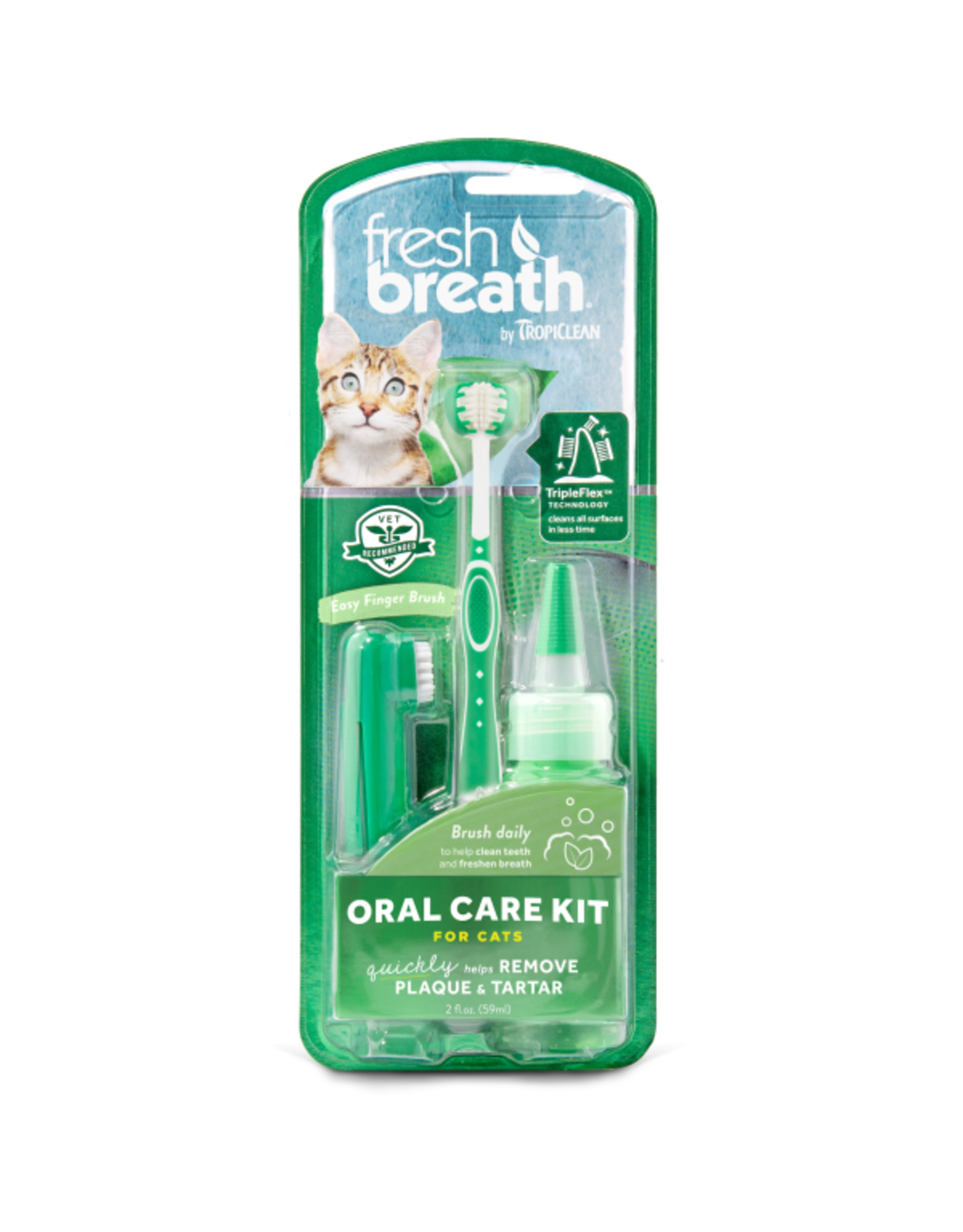 TropiClean Fresh Breath Oral Care Brushing Kit for Cats 2oz