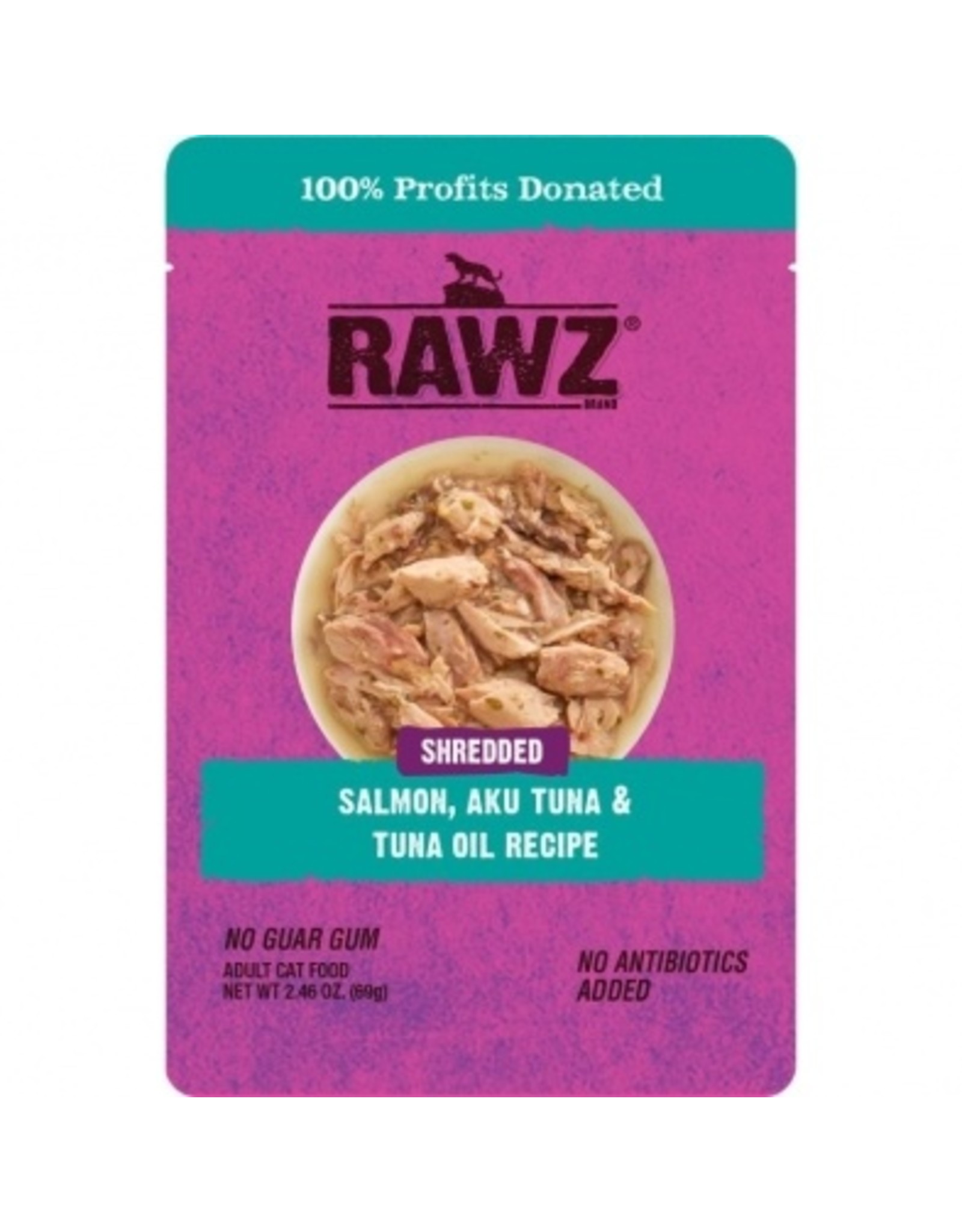 Rawz Cat Shredded Salmon, Aku Tuna & Tuna Oil Pouch 2.46oz