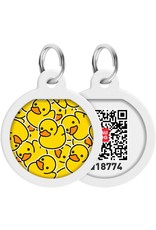WAUDOG Smart ID metal pet tag with QR-passport, Water lilies pattern, bone