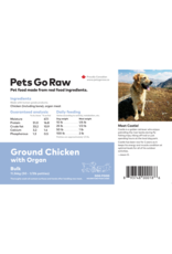 Pets Go Raw Ground Chicken with Organ Meat 25lb box (appox 50 patties)