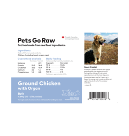 Pets Go Raw Ground Chicken with Organ Meat 25lb box (appox 50 patties)