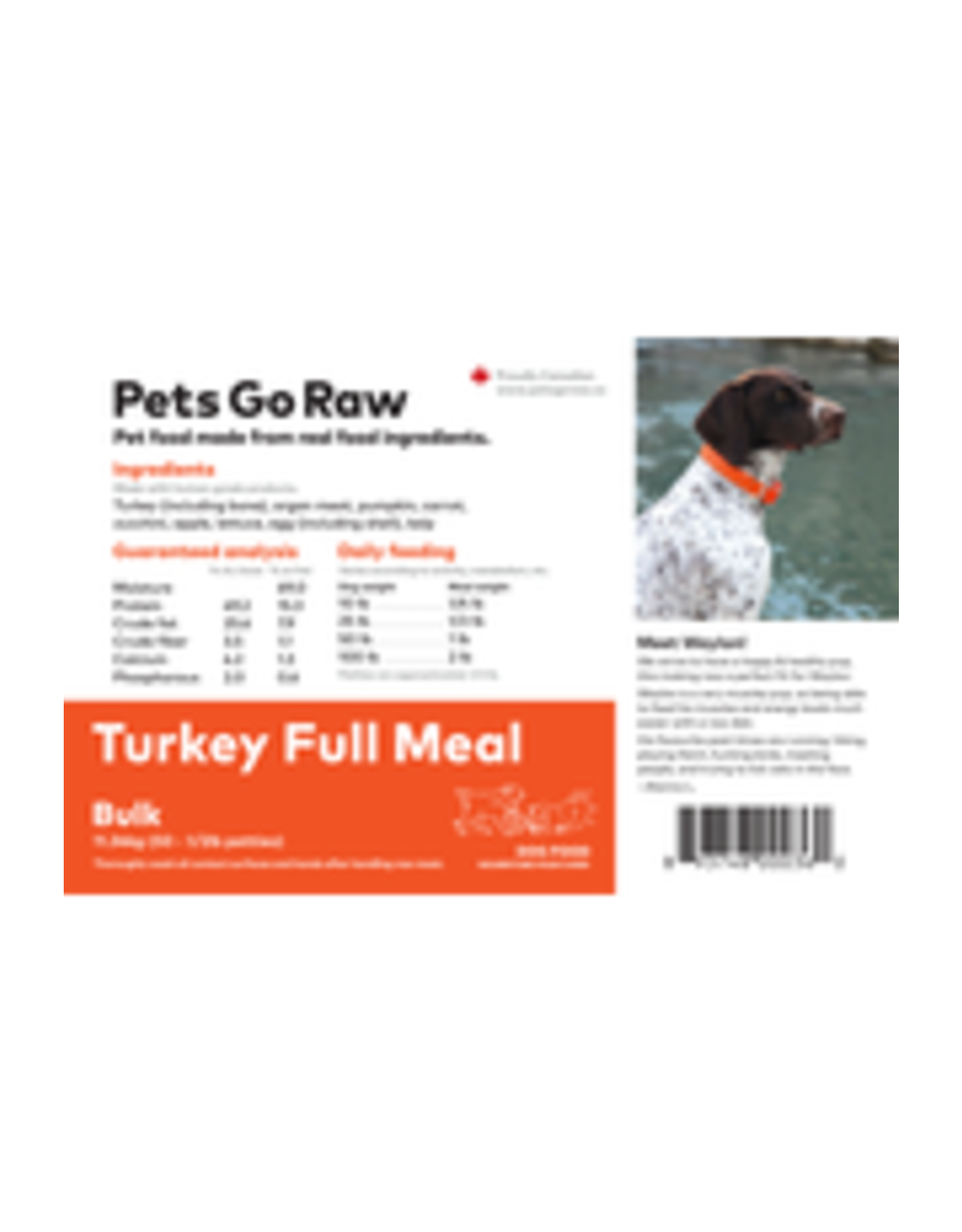 Pets Go Raw Turkey Full Meal 25lb (Approx. 50 Patties)