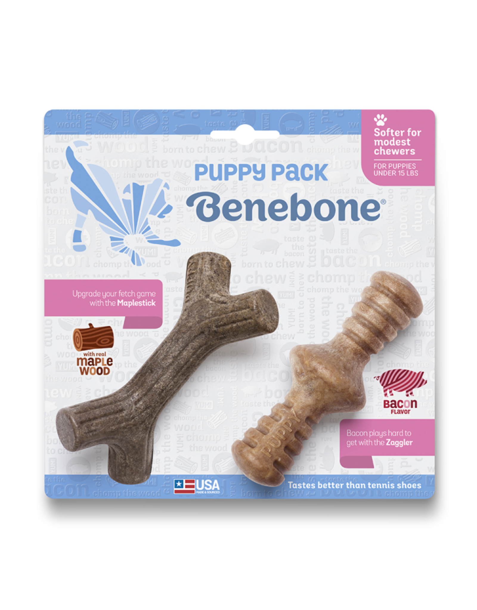 Benebone Puppy Zaggler Bacon Stick 2pk