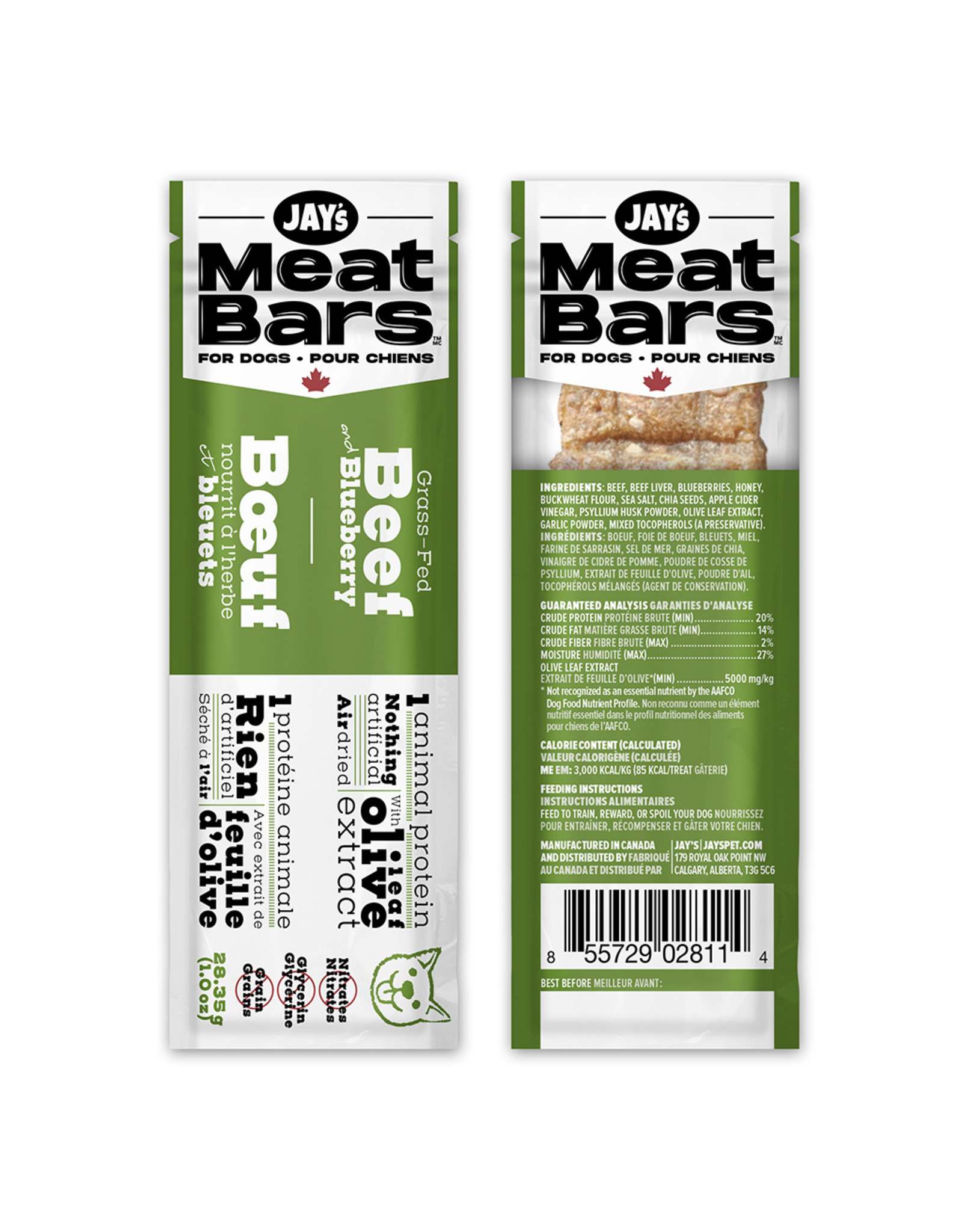 Jay's Meat Bars Beef & Blueberry 28.35gm