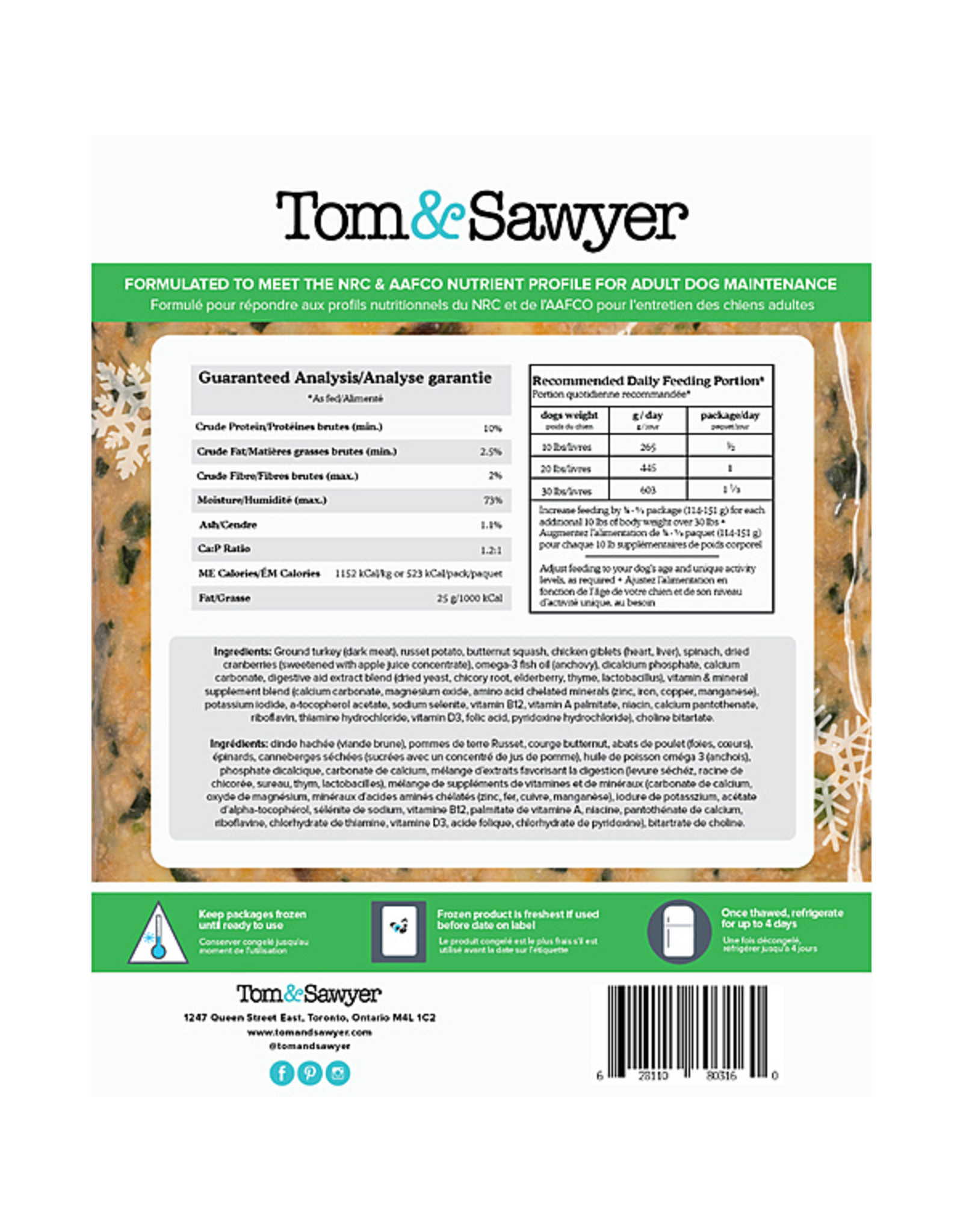 Tom & Sawyer Frozen- Turkey Gobbler 454GM