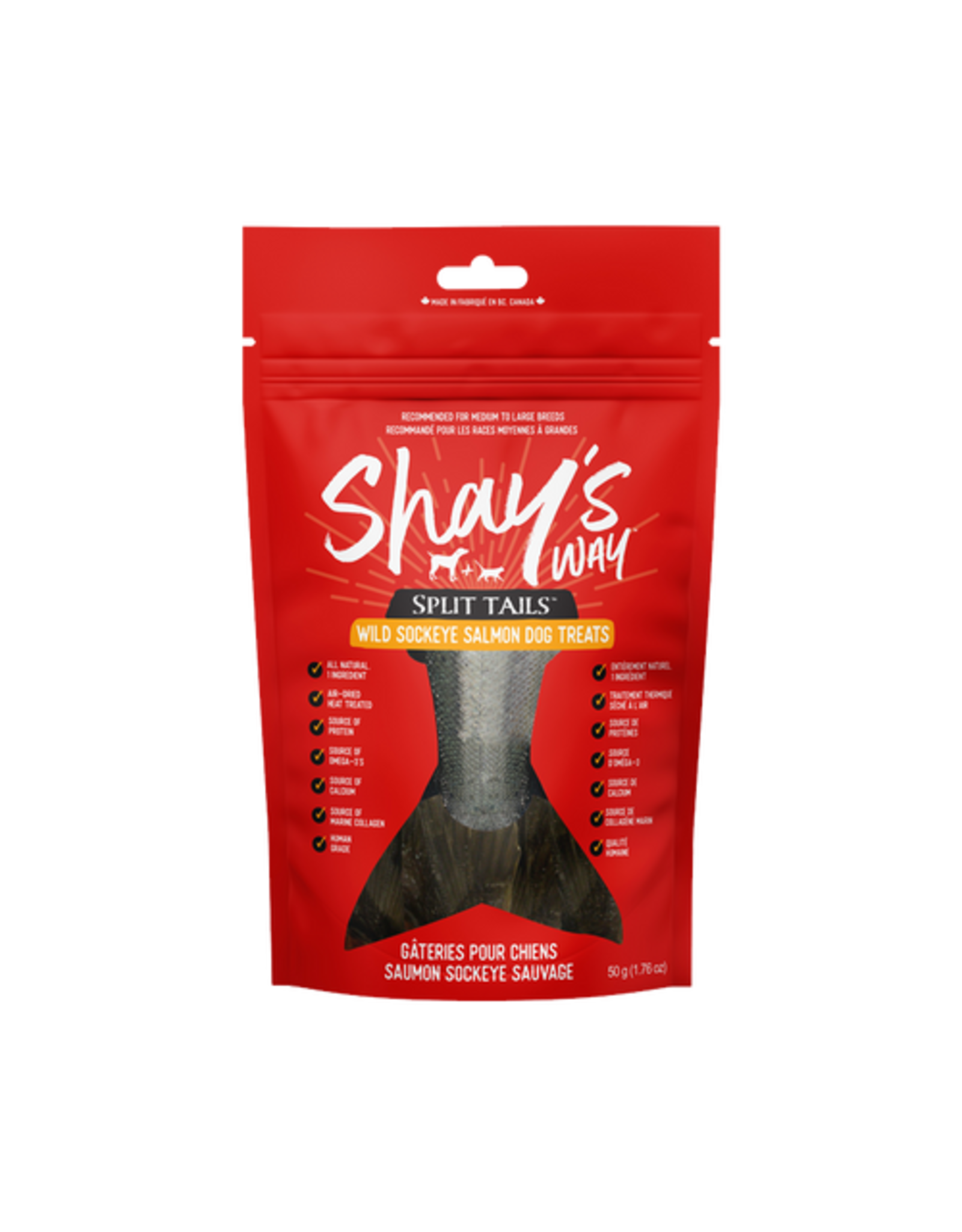 Shay's Way Air Dried Sockeye Salmon Split Tails 50g