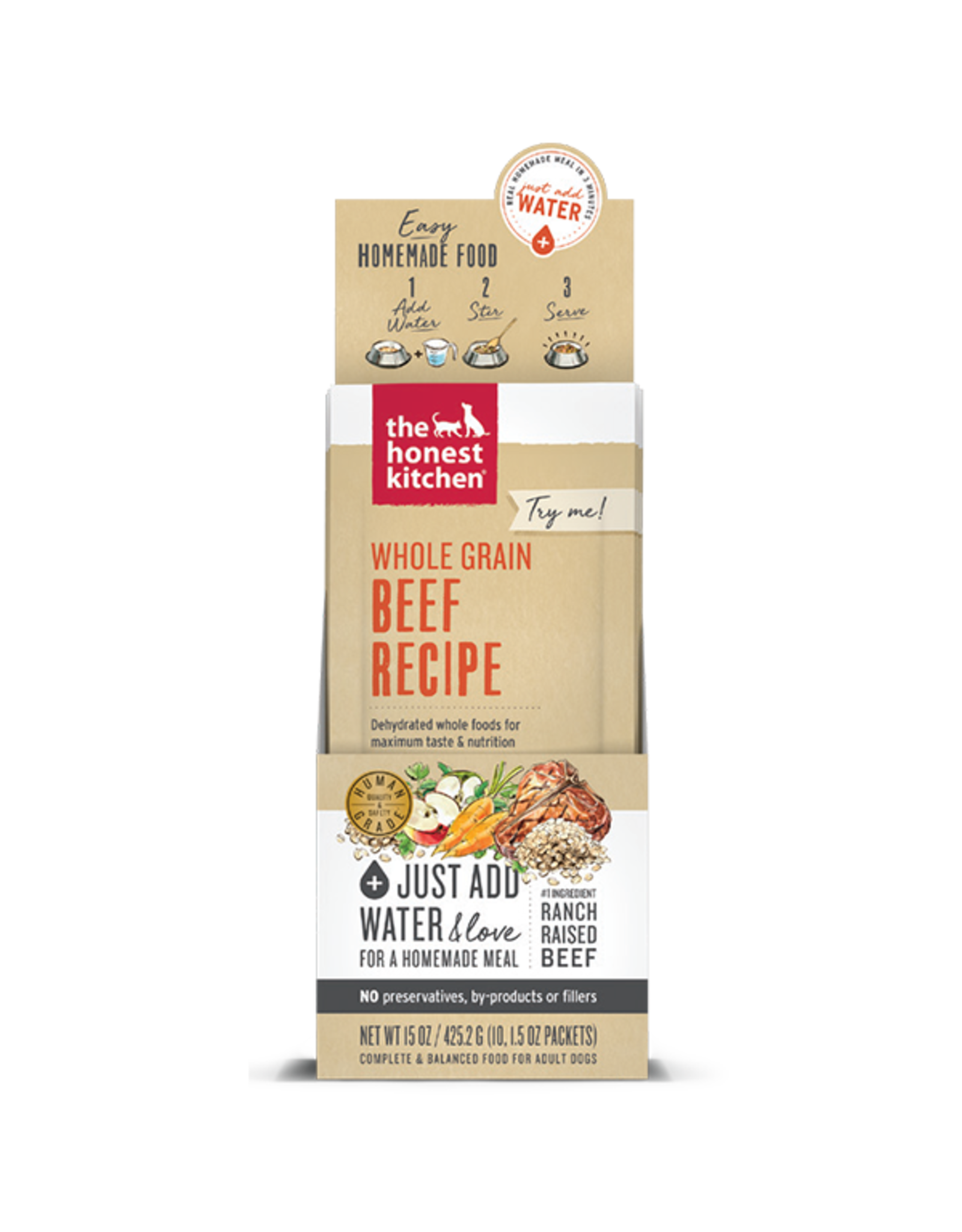 The Honest Kitchen Dog Dehydrated Whole Grain Beef Single Serve 1.5 oz