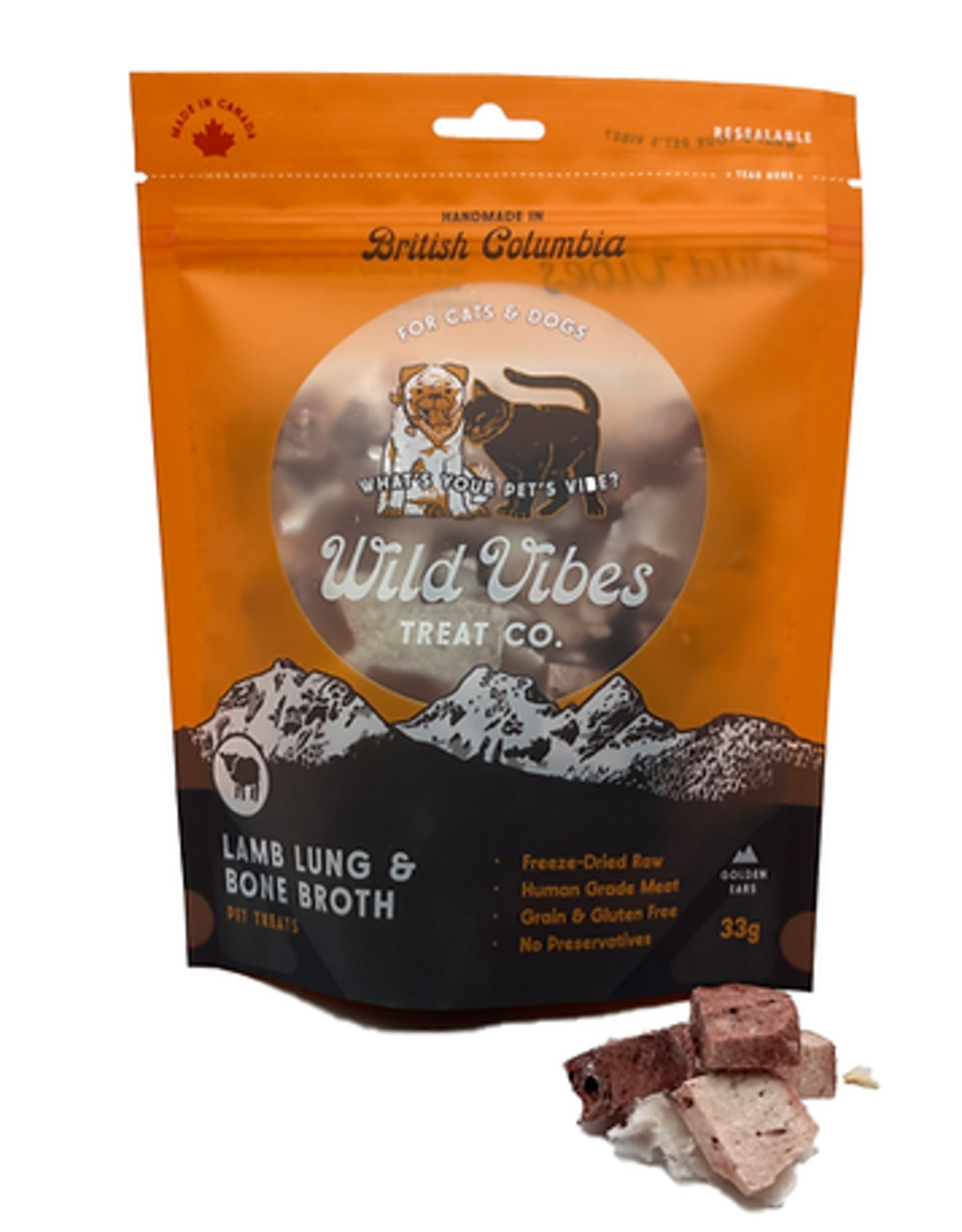 Wild Vibes Treat Co. Lamb Lung & Bone Broth Treats 33g