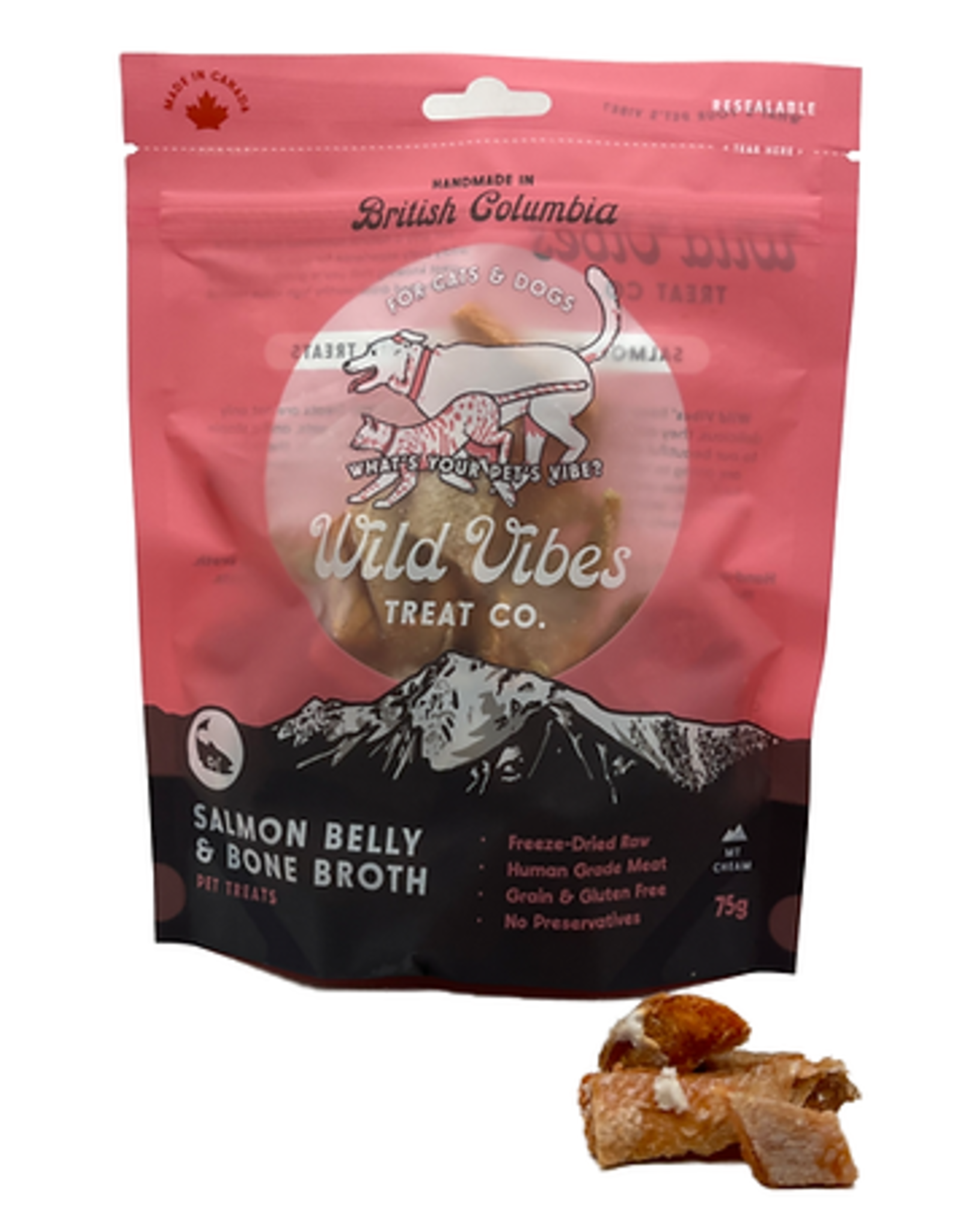 Wild Vibes Treat Co. Salmon & Bone Broth Treats 75g