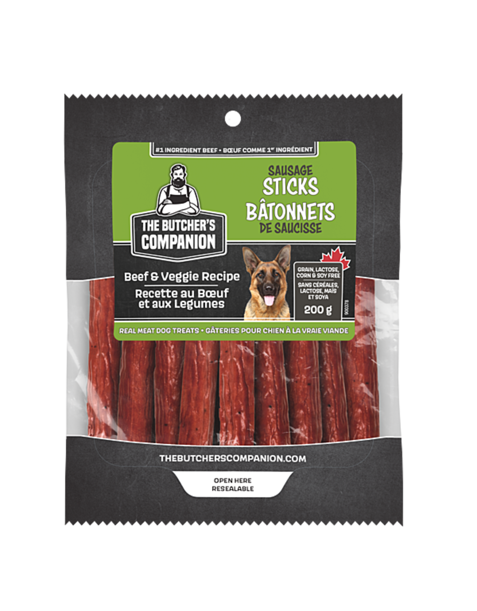 The Butcher's Companion Beef Veggie Recipe Sausage Sticks 250GM