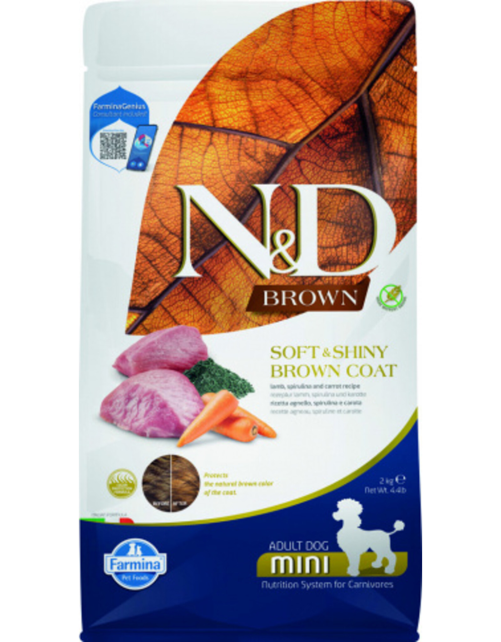 farmina N&D Brown Dog Lamb, Carrot, Kelp AD Mini 2kg