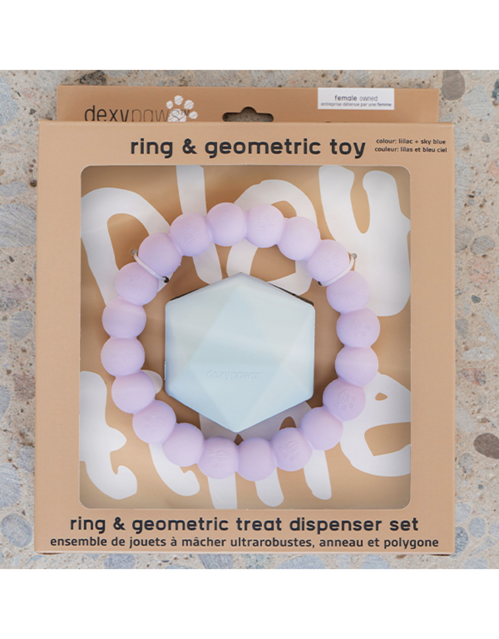 Dexy Paws Dog Aggressive Chew Geometric & Ring Prple&Blue 2pk