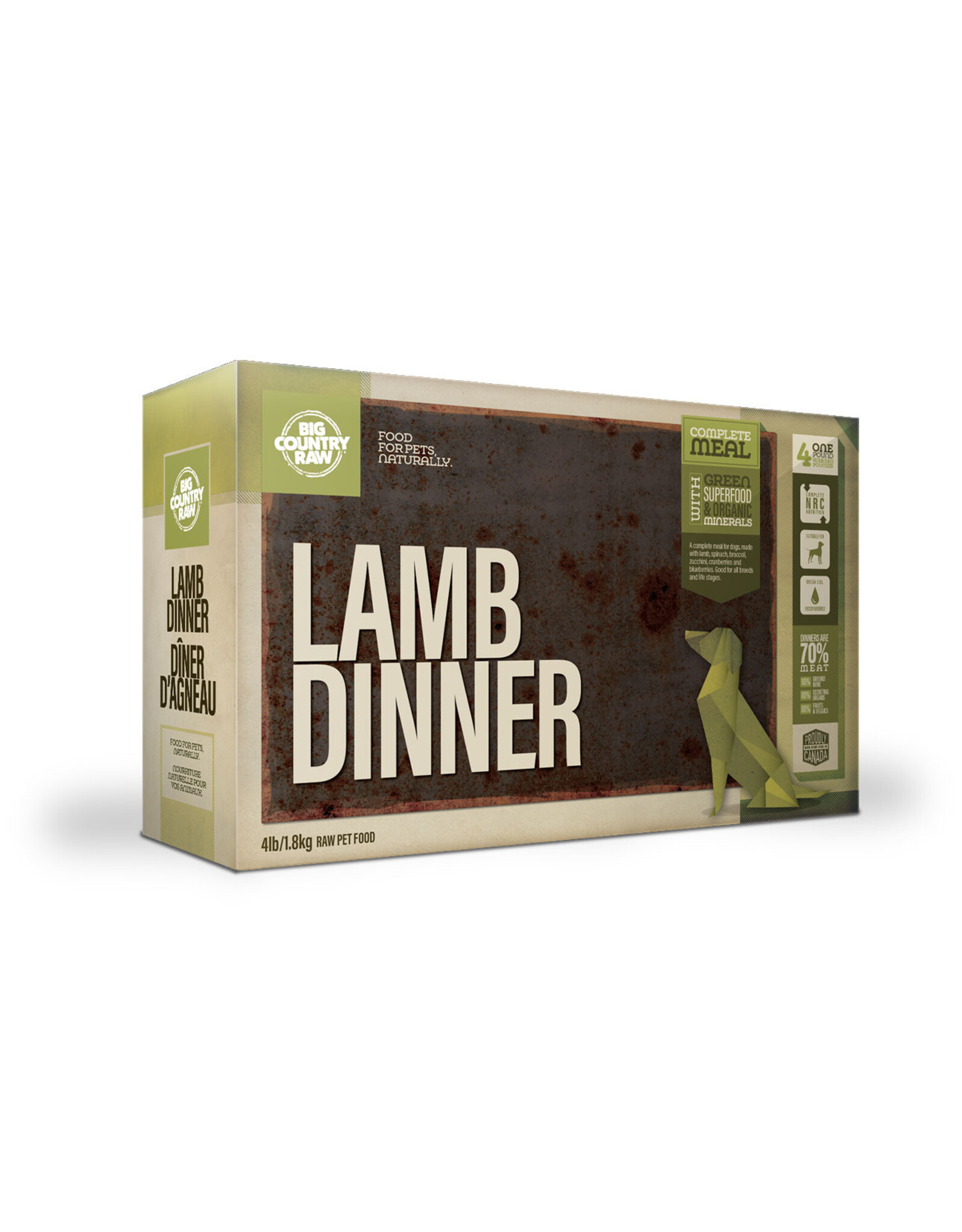 Big Country Raw Lamb Dinner Carton  4 x 1 Lb
