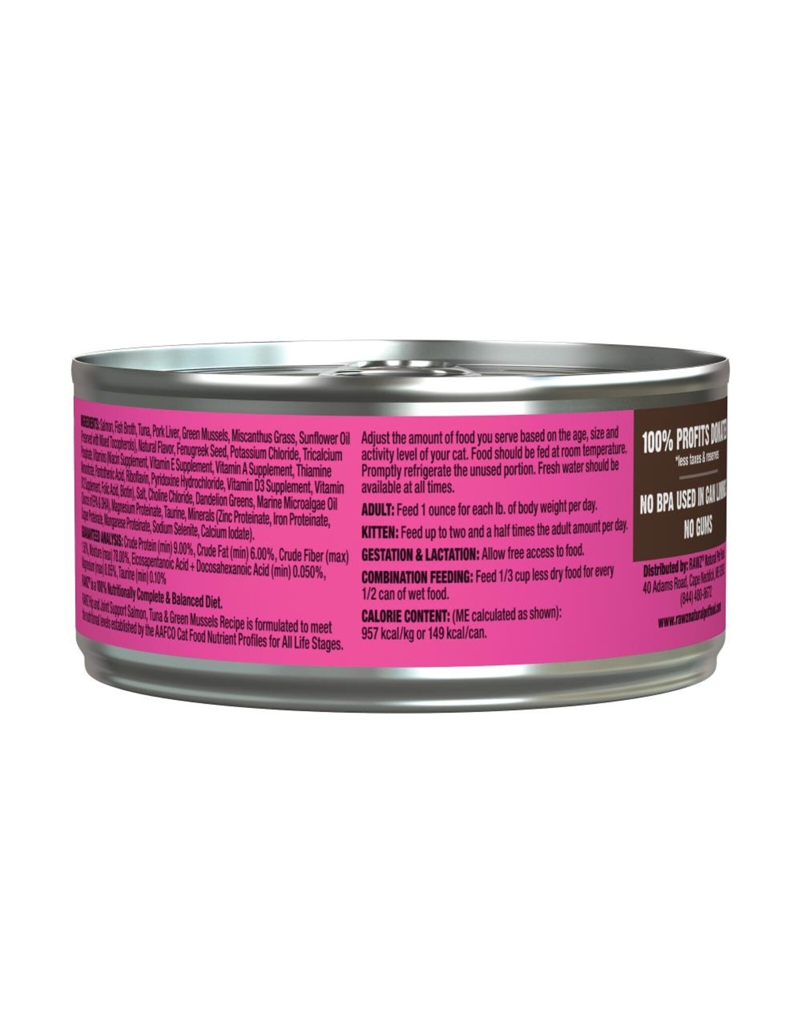Rawz Cat Hip & Joint Support Salmon, Tuna, Green Mussels 5.5oz