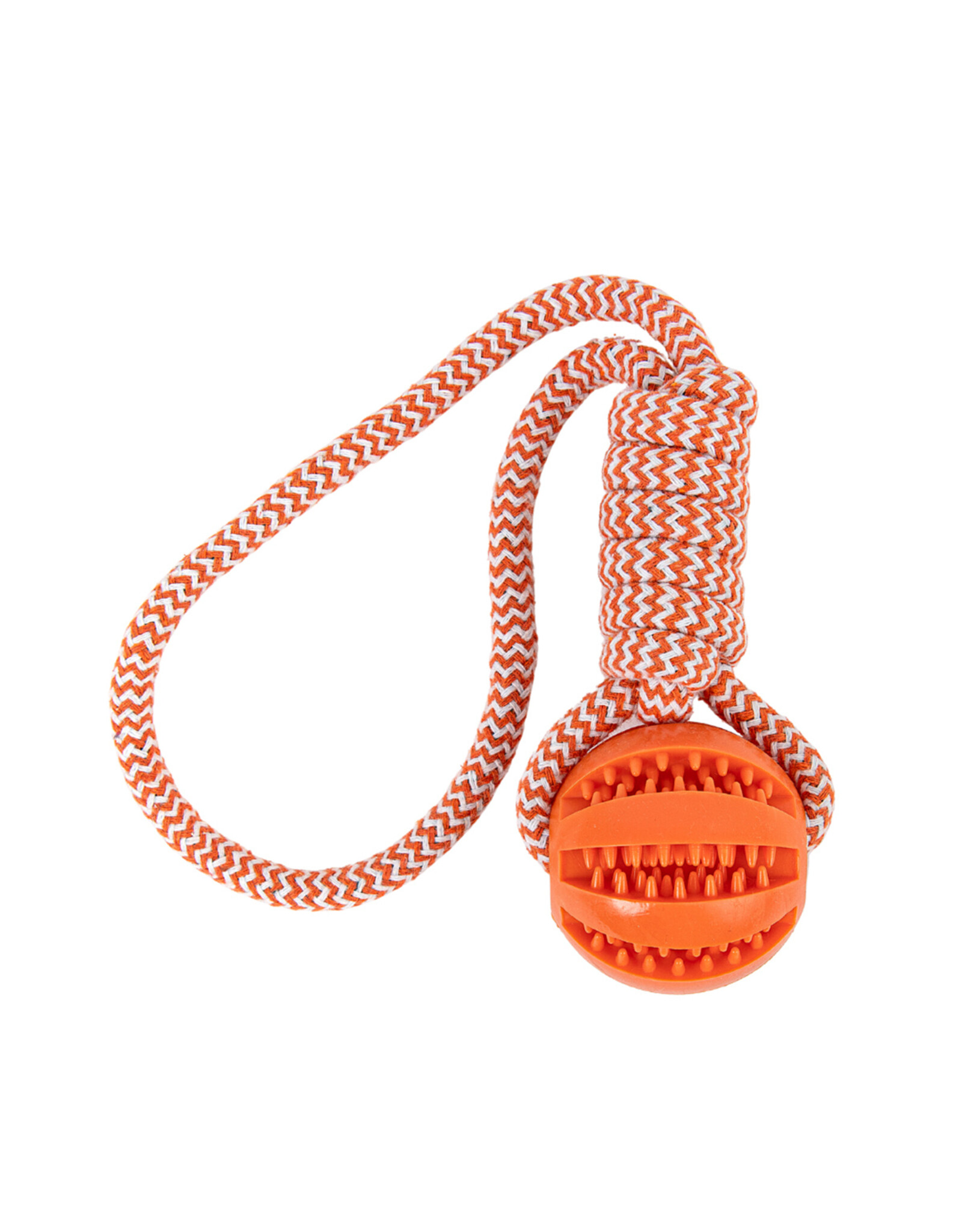 BrookBrand Pets Rubber Ball Rope 2.5in x 14.5in