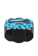 BrookBrand Pets Soft Foldable Playpen - Medium Blue/Black