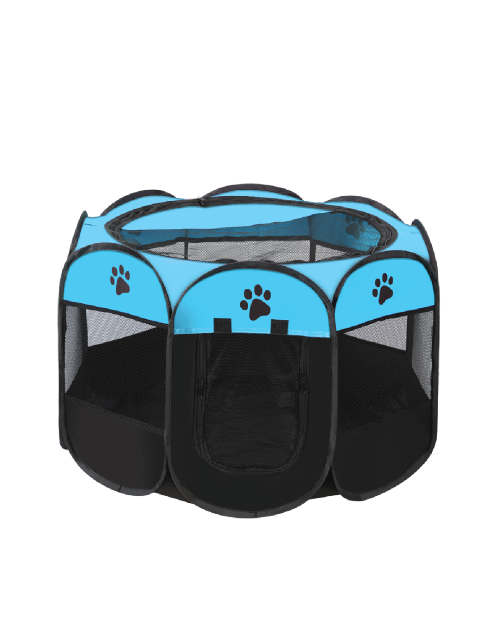 BrookBrand Pets Soft Foldable Playpen - Medium Blue/Black
