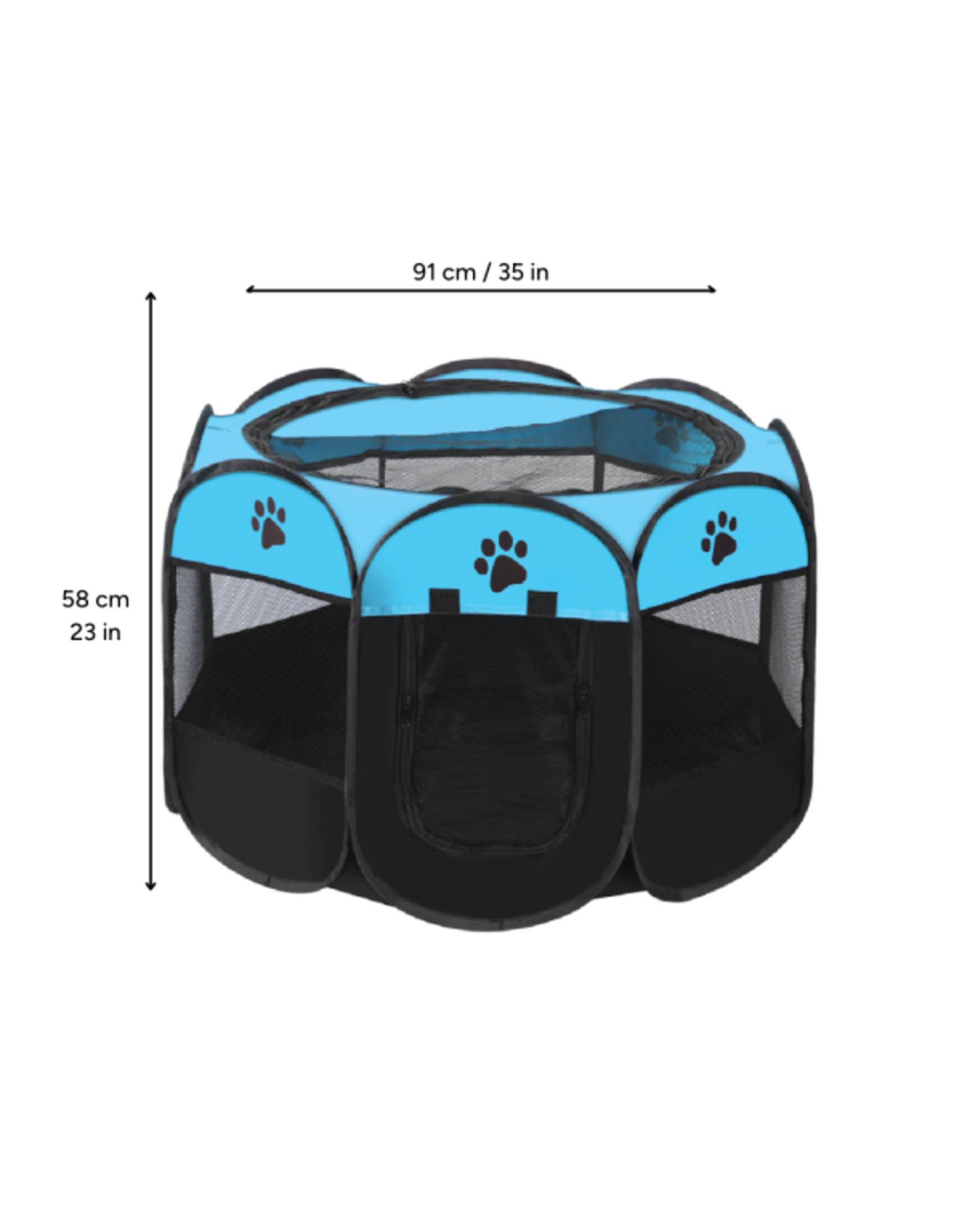 BrookBrand Pets Soft Foldable Playpen - Medium Blue/Black