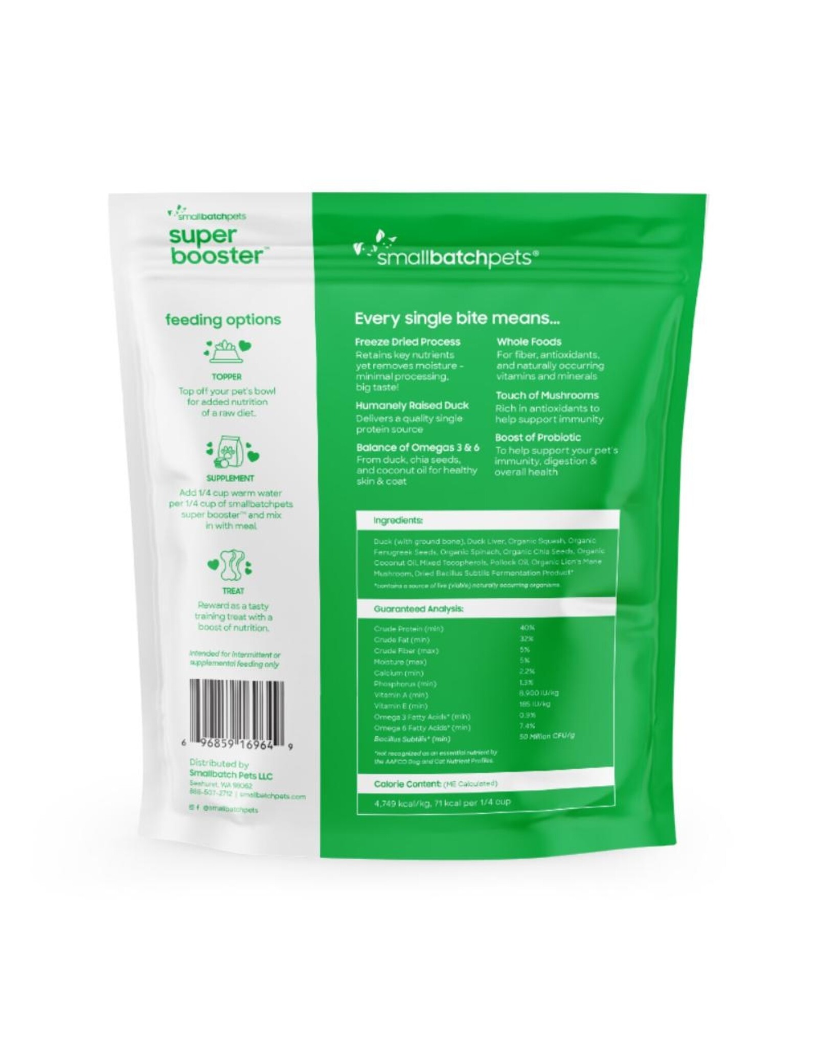 Small Batch Pets Freeze Dried Super Booster Duck Bites 7oz