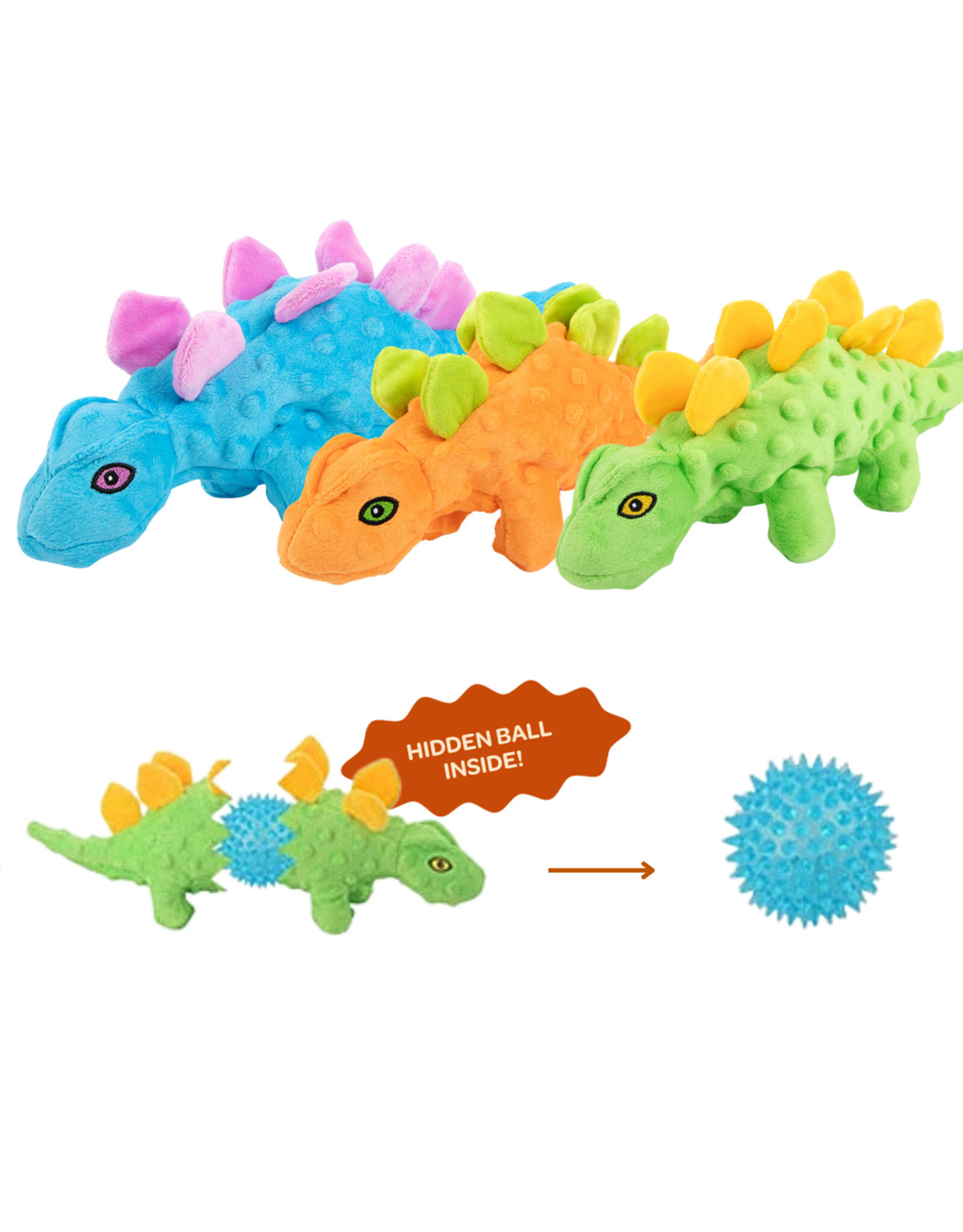 BrookBrand Pets Stegosaurus Hidden Ball