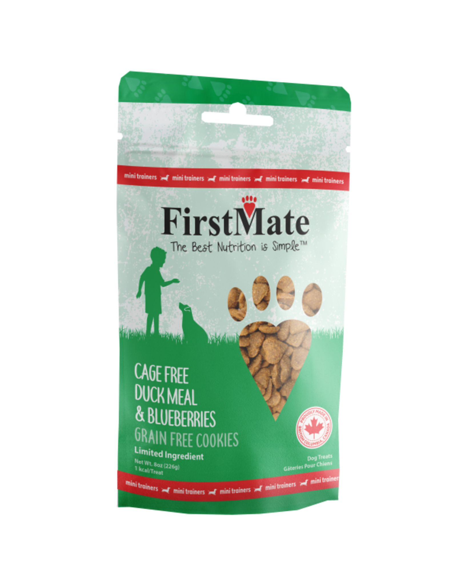 FirstMate Dog Treats GF Cookies Mini Duck & Blueberries 8 oz