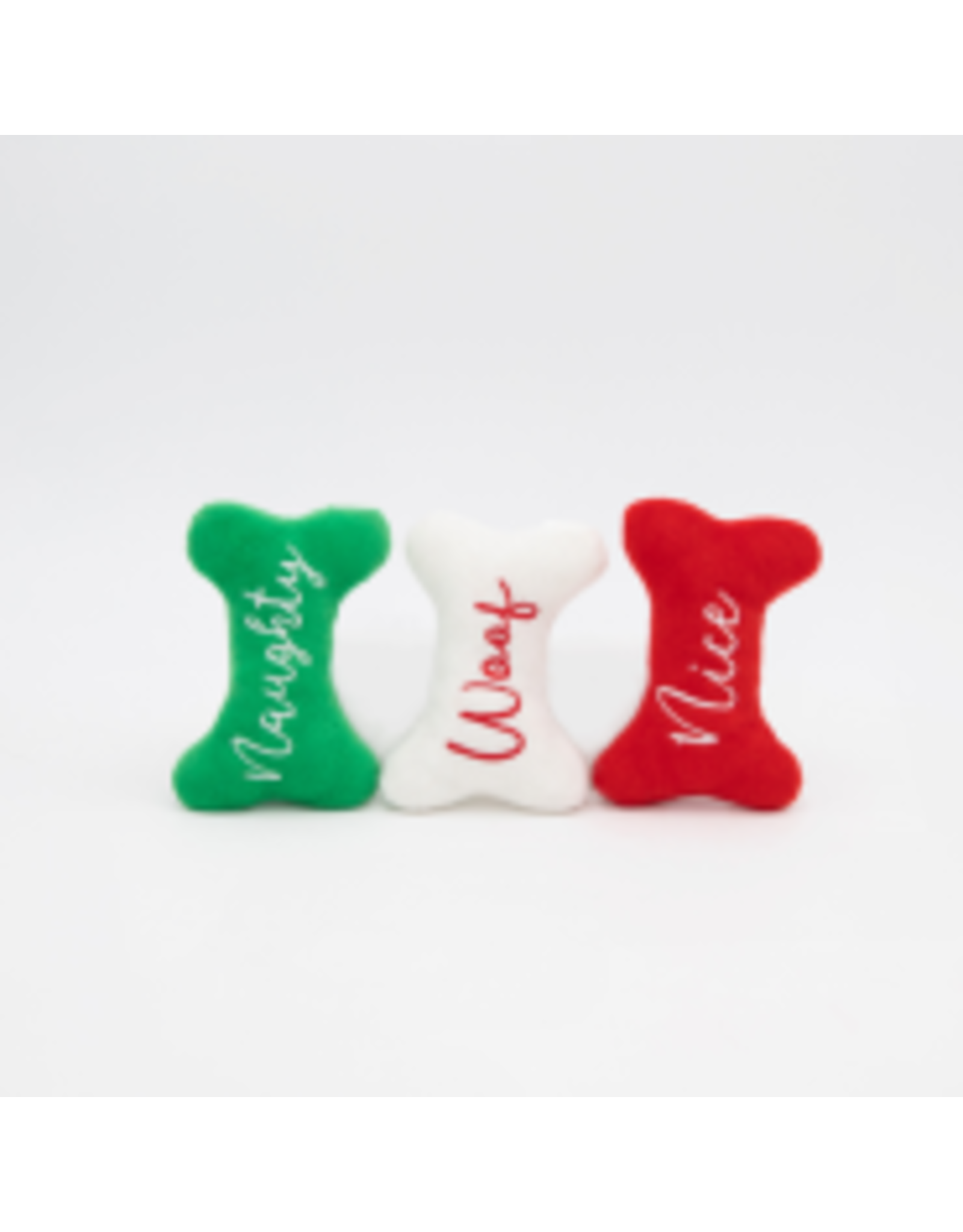 ZippyPaws Holiday Miniz Plush Bones Naughty and Nice 3 pc