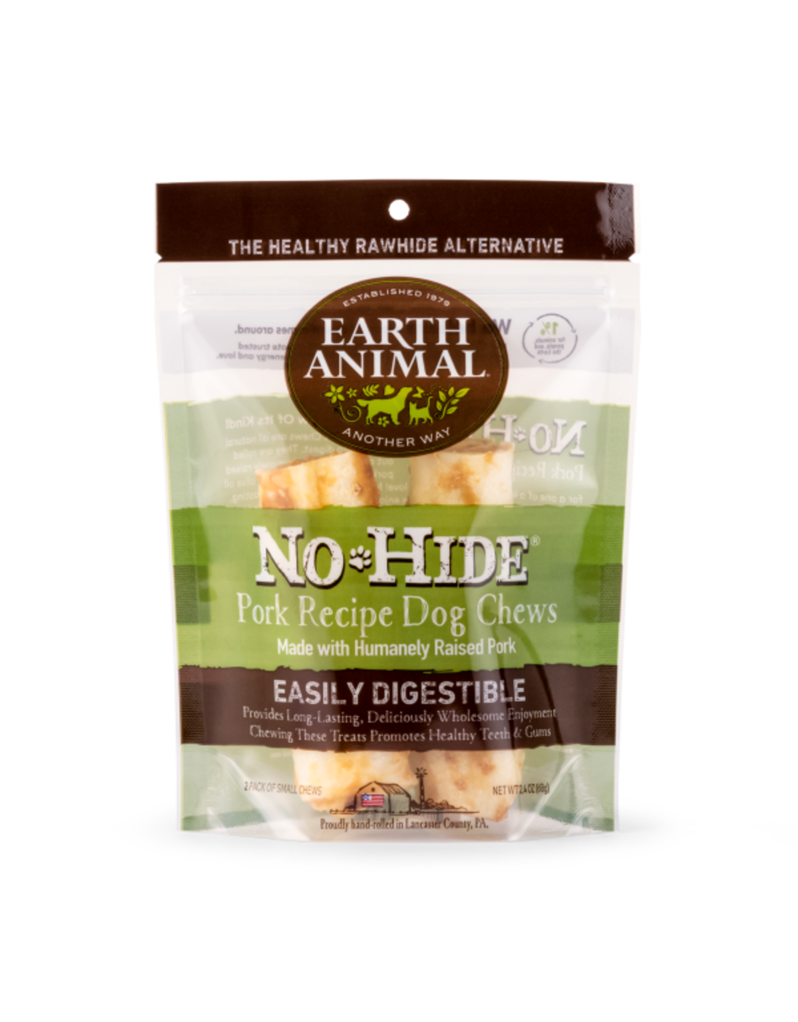 Earth Animal Dog NoHide Chew Pork Small 2pk