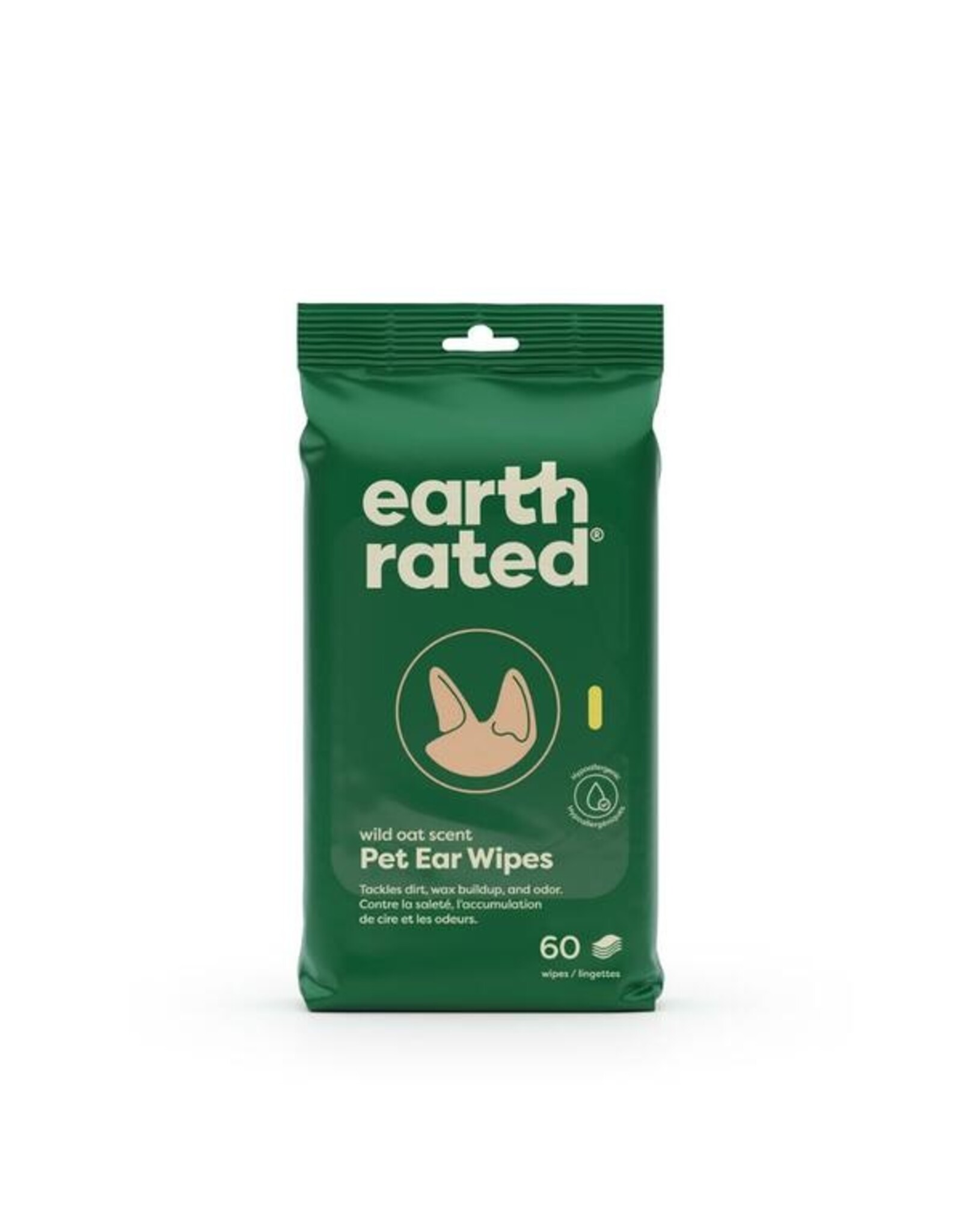 Earth Rated Ear Wipes 5x5 inches 60PK
