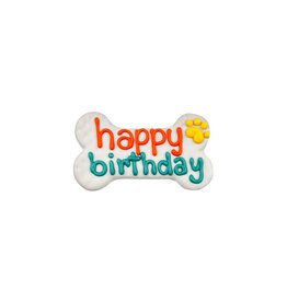 Bosco & Roxys Decorated Dog Cookie - Happy Birthday Bone