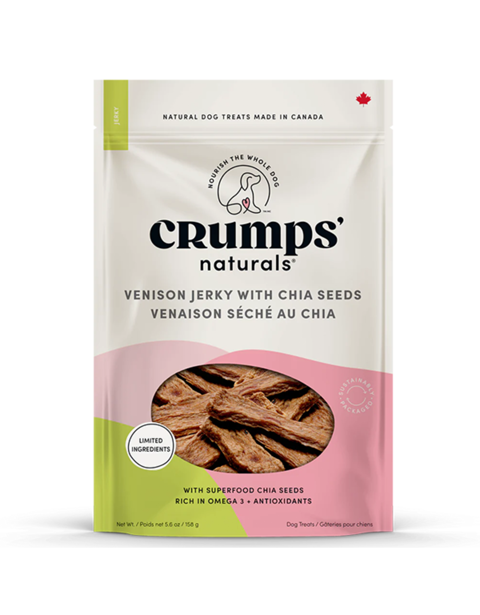 Crumps' Dog Venison Jerky with Chia Seeds 158g
