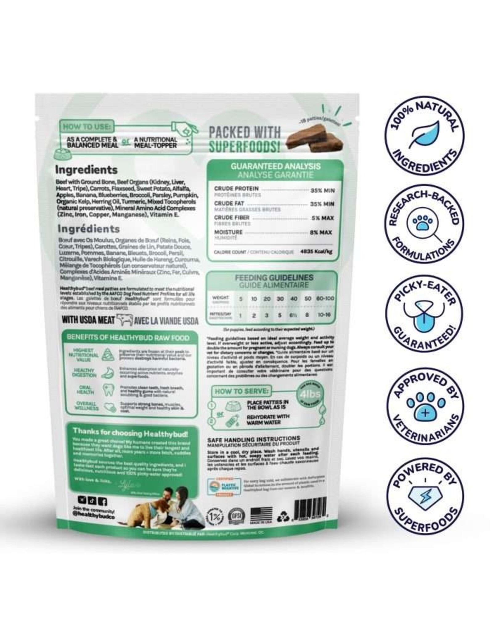 HealthyBud Beef Meal Patties 397g