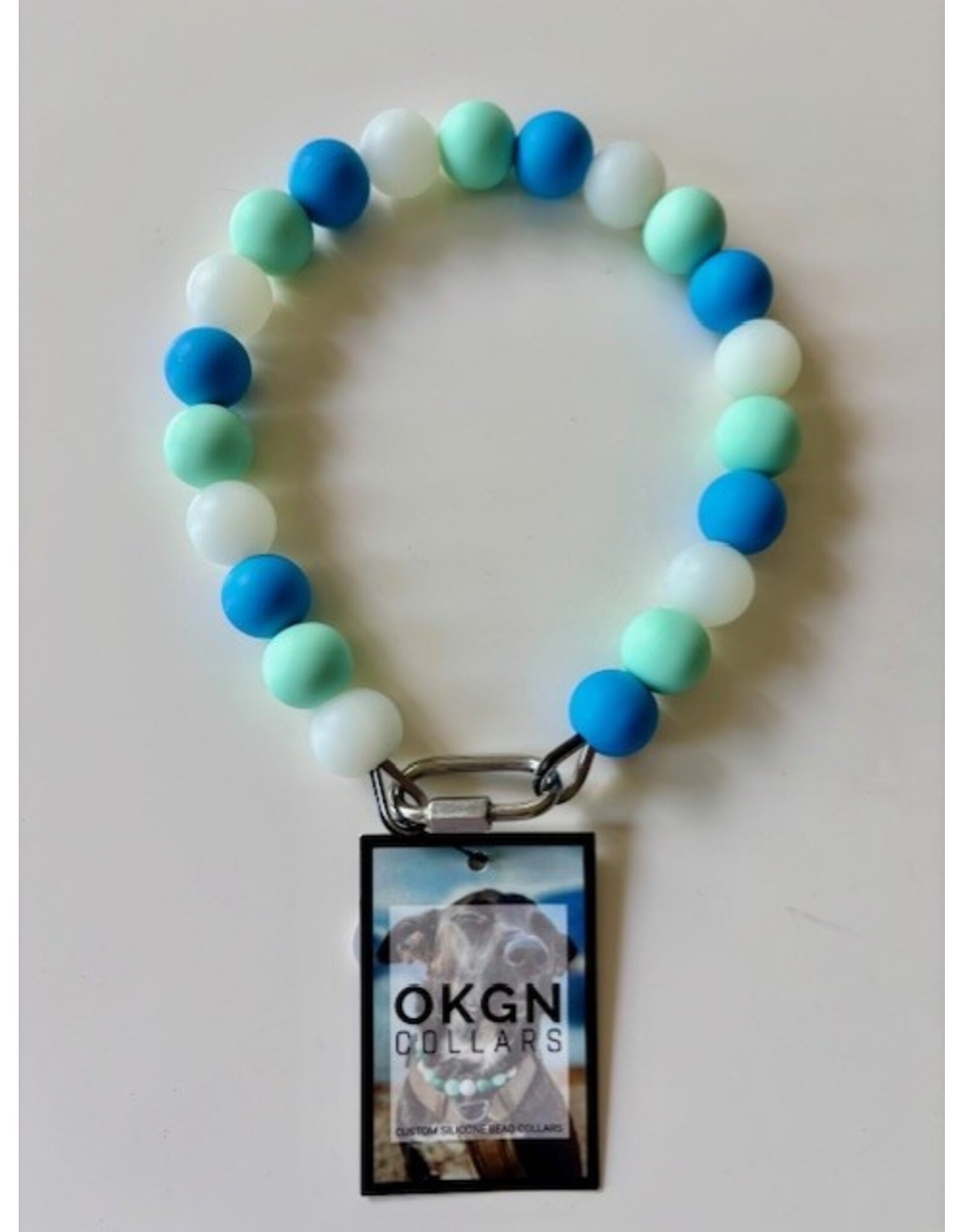 OKGN Silicone Bead Collar 19mm - Glow in the Dark Teal/Blue