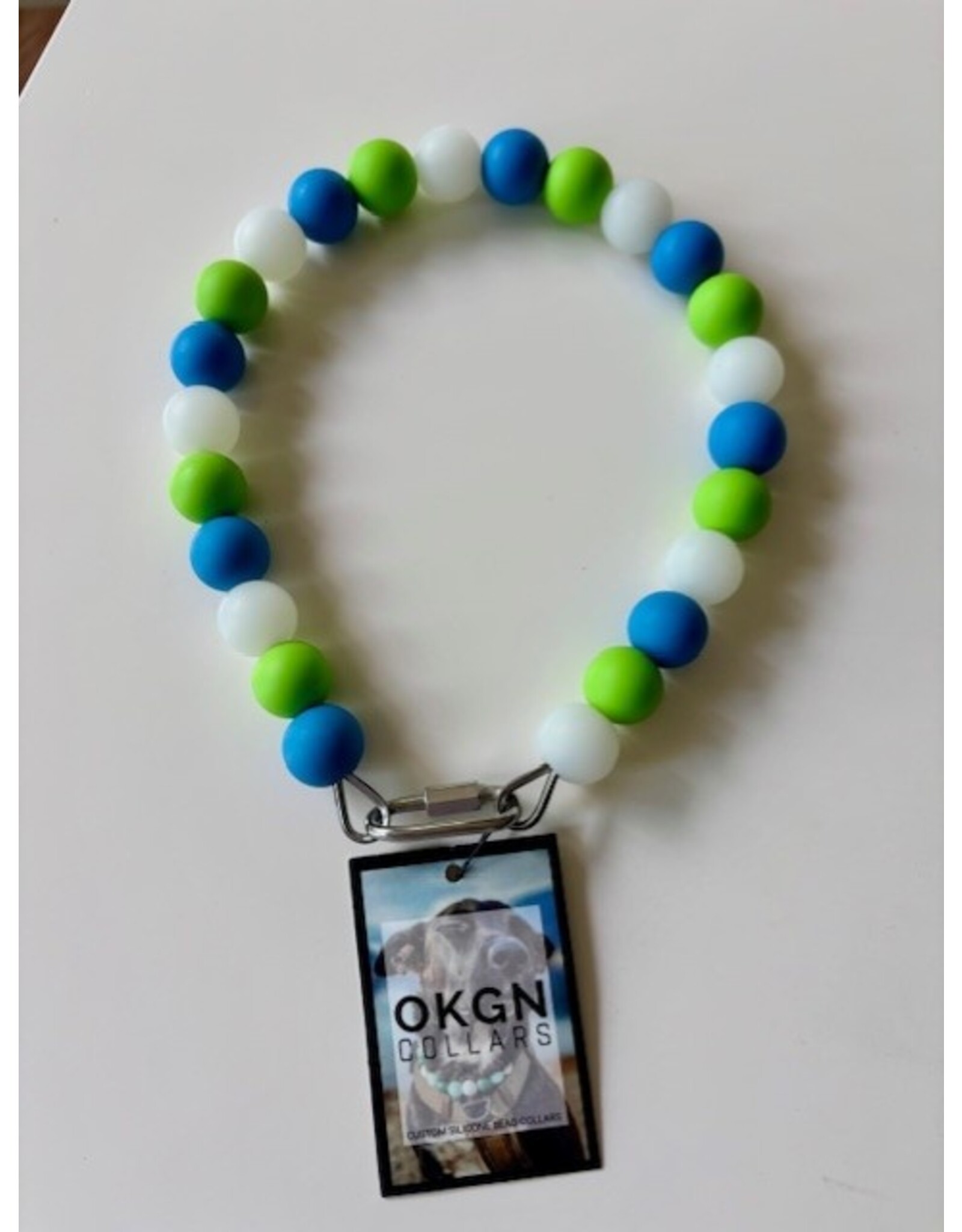 OKGN Silicone Bead Collar 19mm - Glow in the Dark Green/Blue