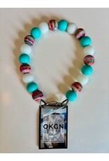 OKGN Silicone Bead Collar - Glow in the Dark Teal/Aztec