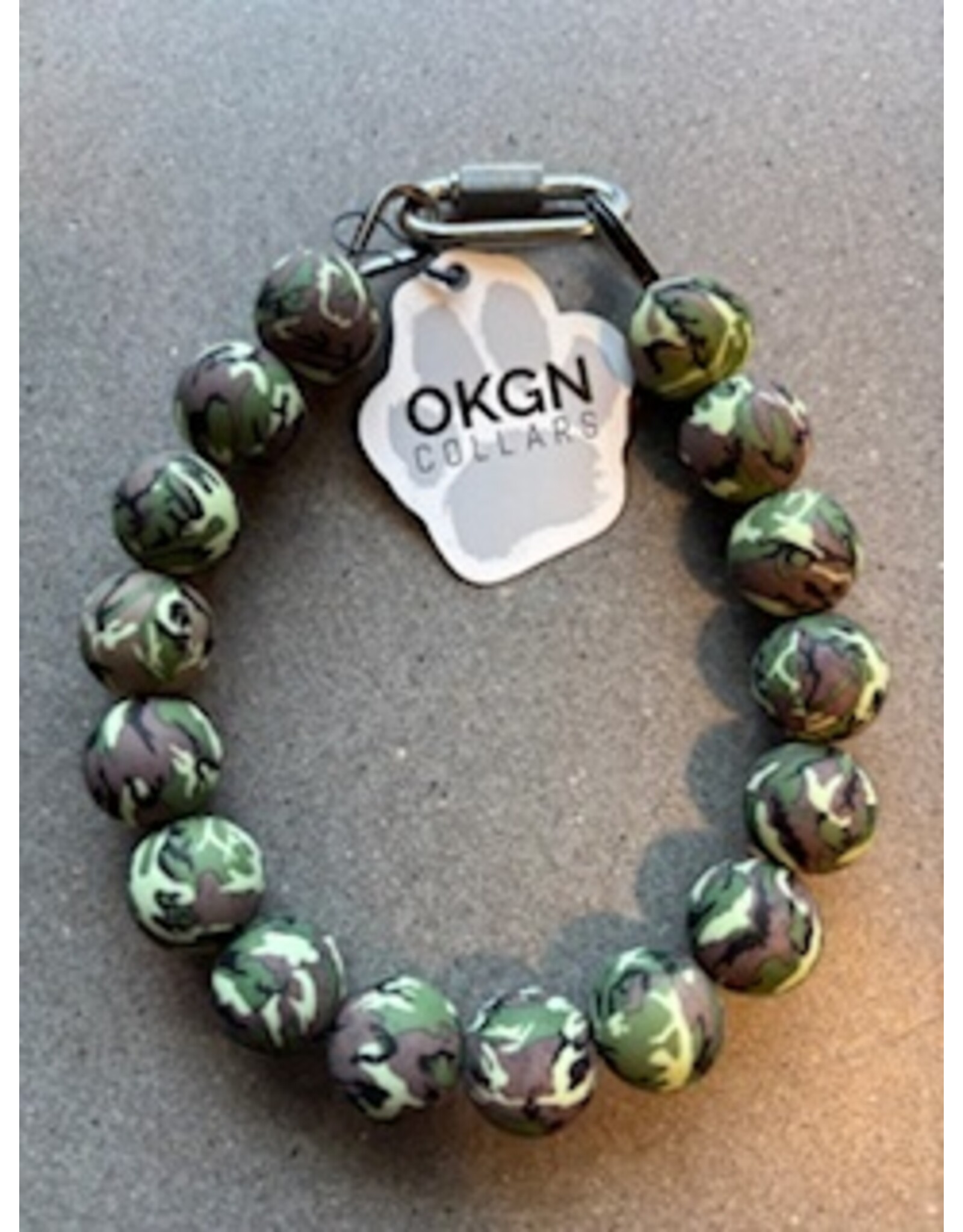 OKGN Silicone Bead Collar - Green/Blk Camo