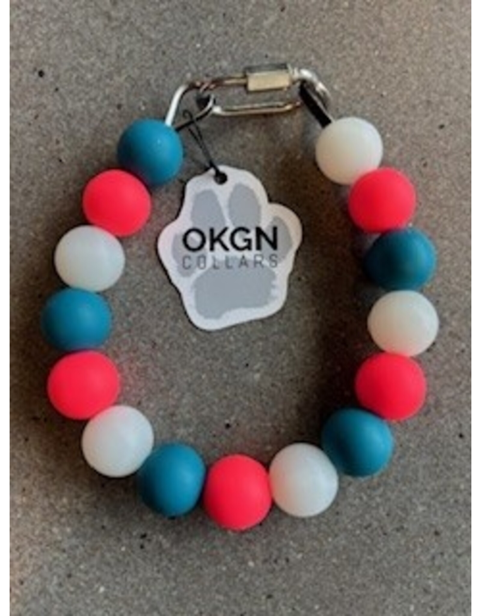 OKGN Silicone Bead Collar - Glow in The Dark Coral & Reef Blue