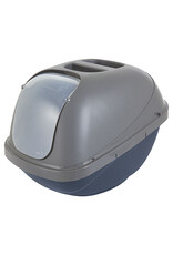 Petmate Basic Hooded Litter Pan Large Blue & Silver