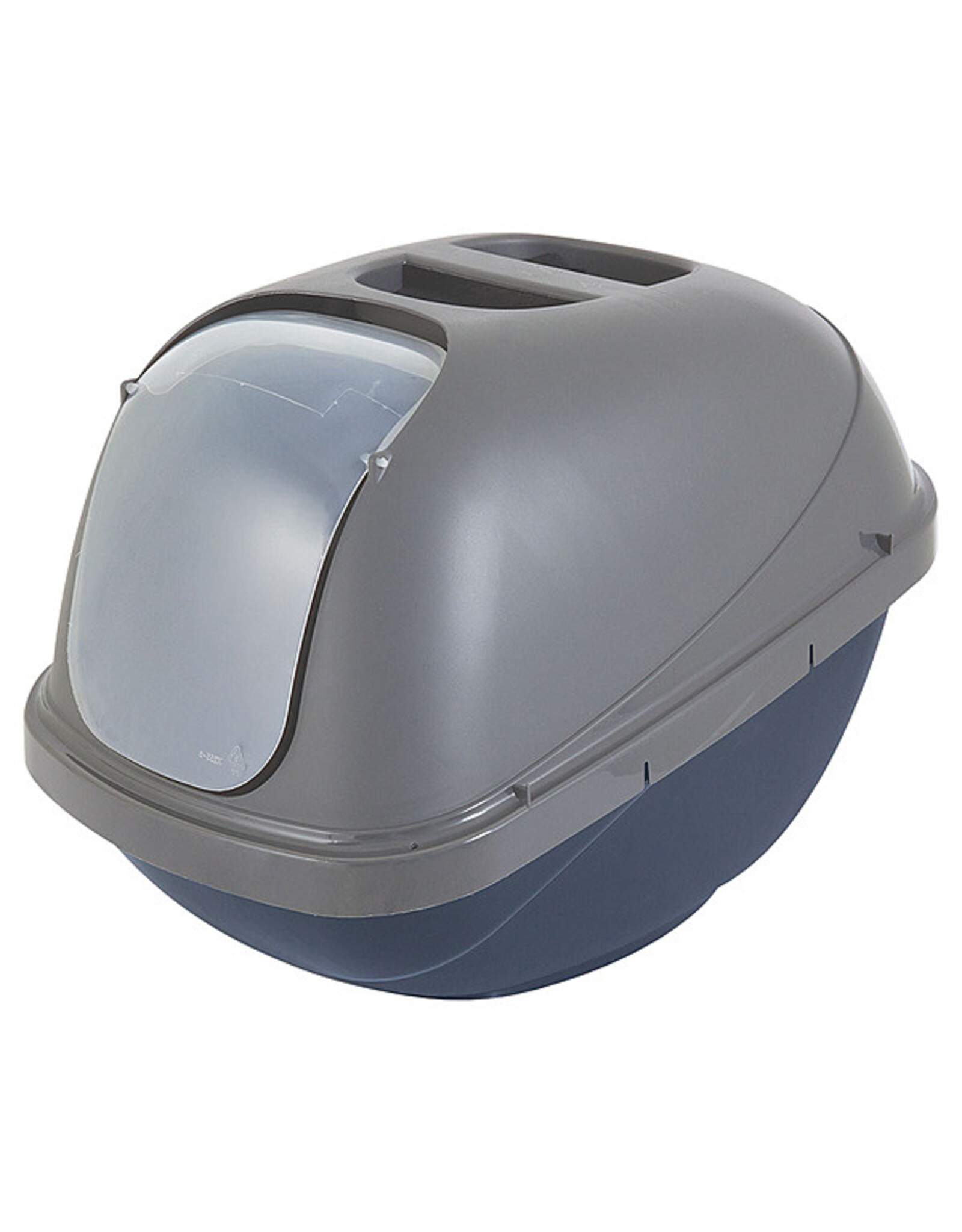 Petmate Basic Hooded Litter Pan Large Blue & Silver