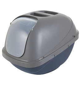 Petmate Basic Hooded Litter Pan Large Blue & Silver