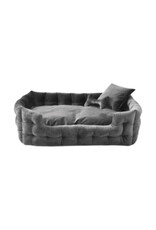 Goo-eez Rectangular Luxury Velour Pet Bed-Grey