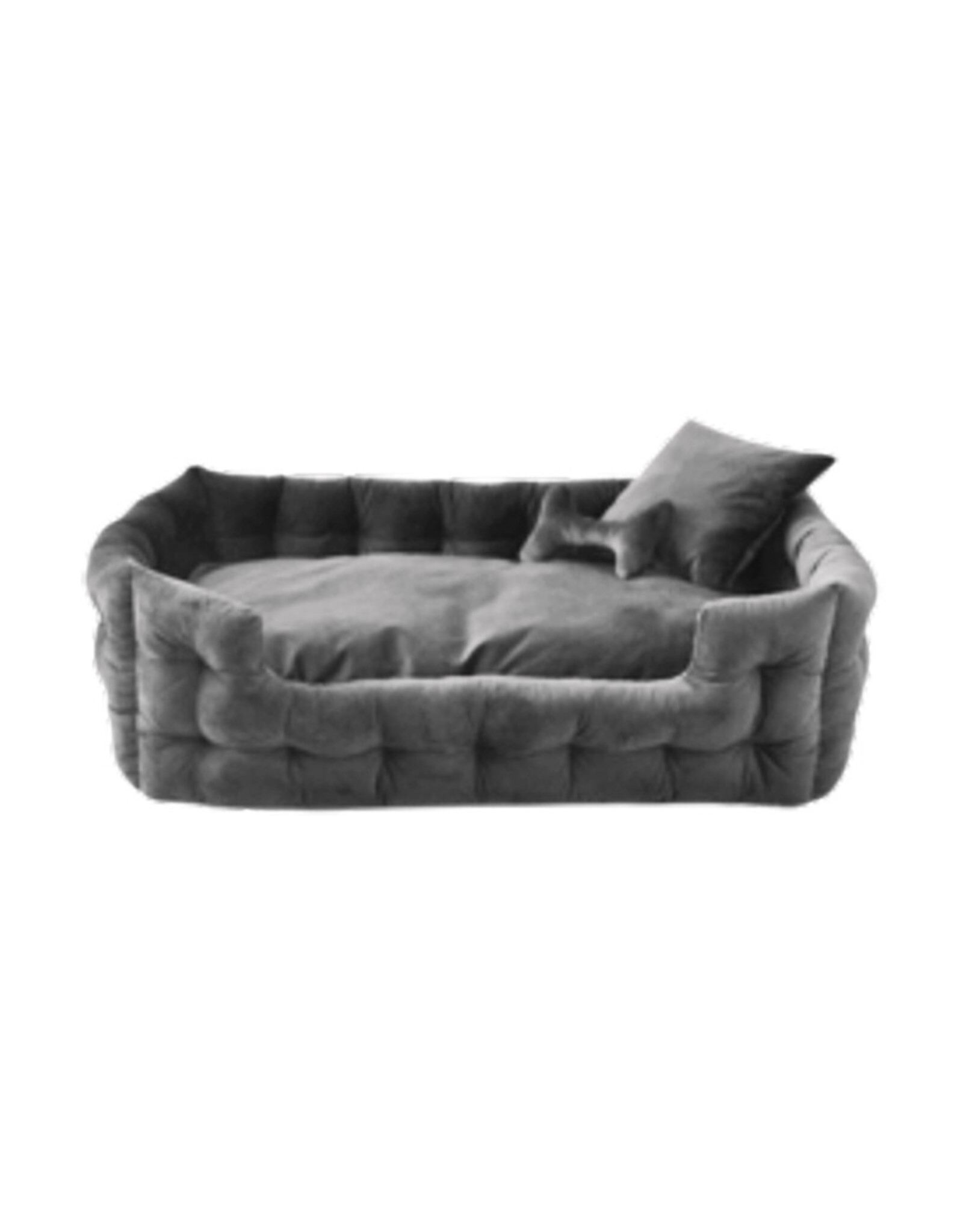 Goo-eez Rectangular Luxury Velour Pet Bed-Grey